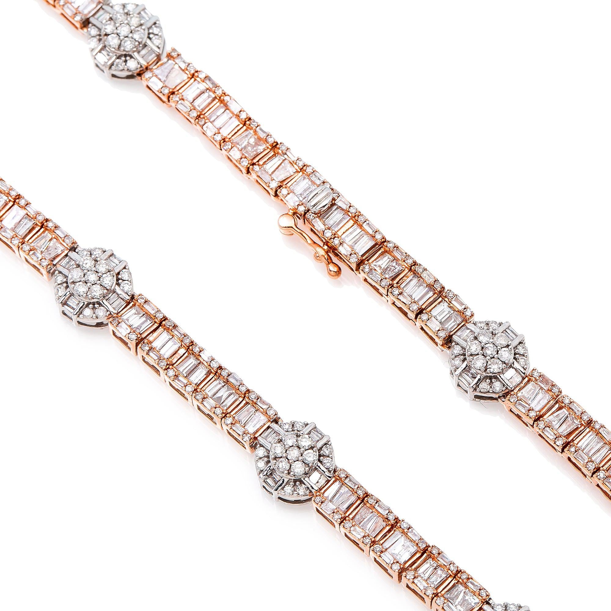14K ROSE GOLD BAGUETTE DIAMOND CHAIN 12.73 CT