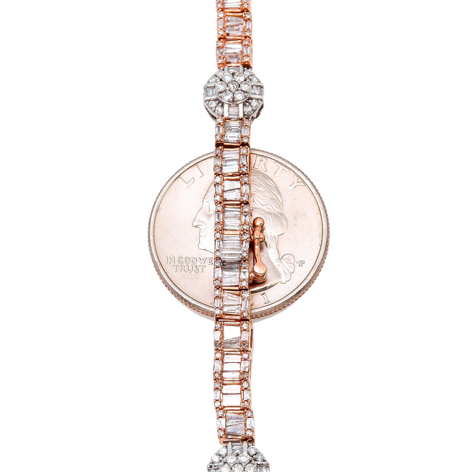 14K ROSE GOLD BAGUETTE DIAMOND CHAIN 12.73 CT