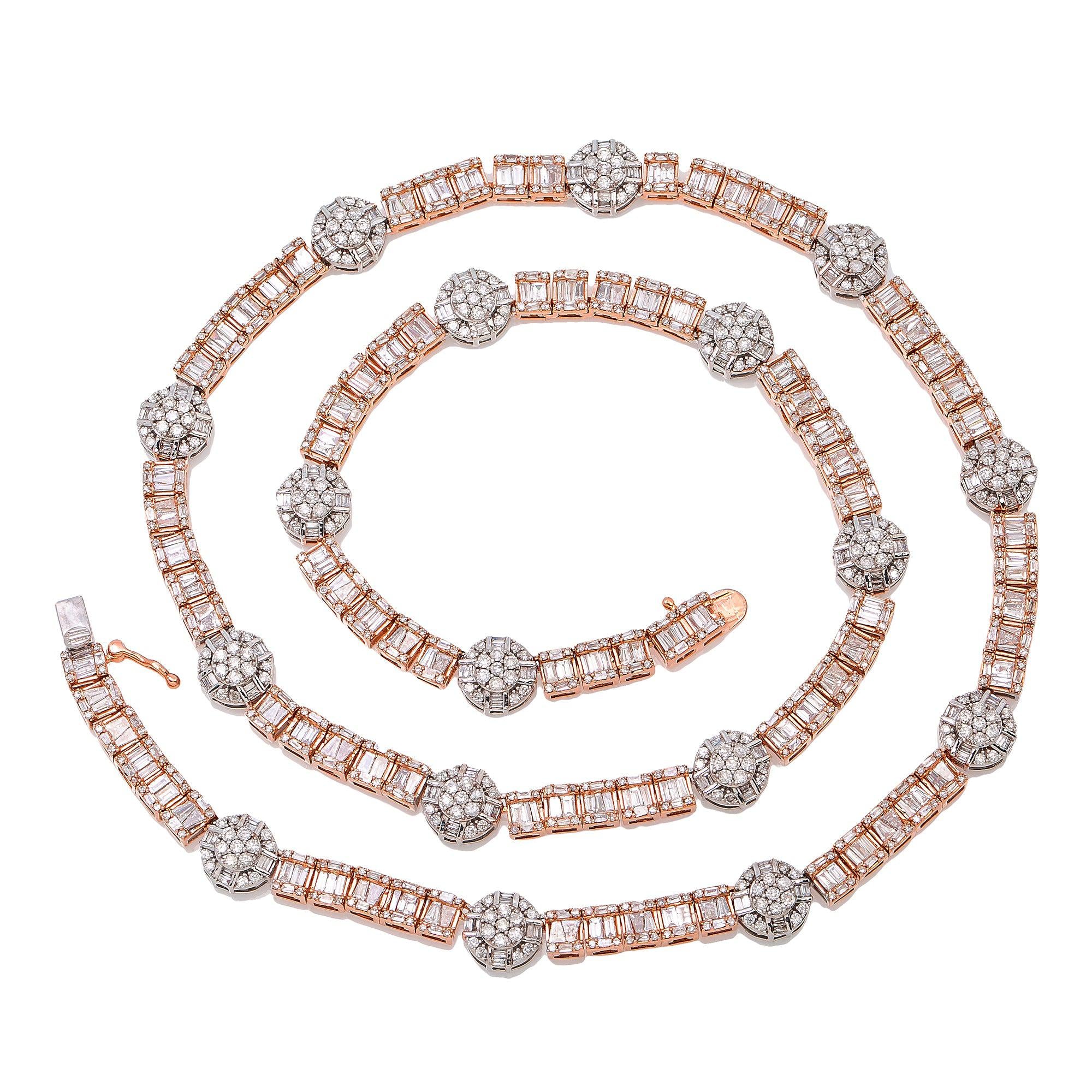 14K ROSE GOLD BAGUETTE DIAMOND CHAIN 12.73 CT