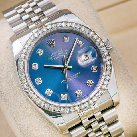 Rolex Datejust 116200 36MM Blue Diamond Dial With 1.20 CT Diamonds