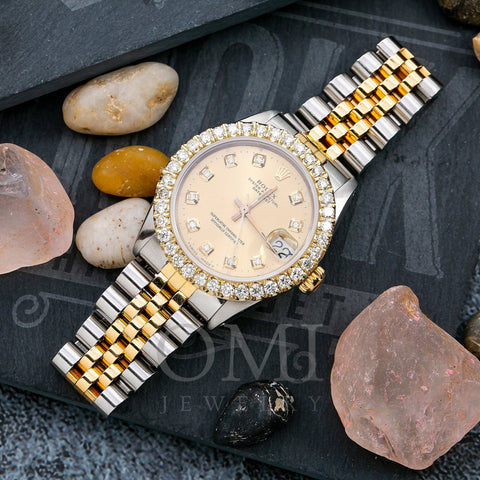 Rolex Datejust 31mm Steel Case Champagne Diamond Dial Yellow Gold