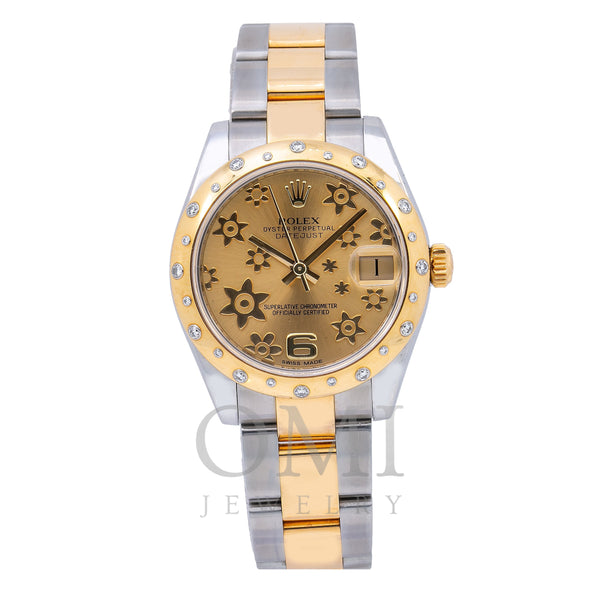 Rolex Datejust 178343 31MM Champagne Flower Dial With Two Tone Oyster Bracelet