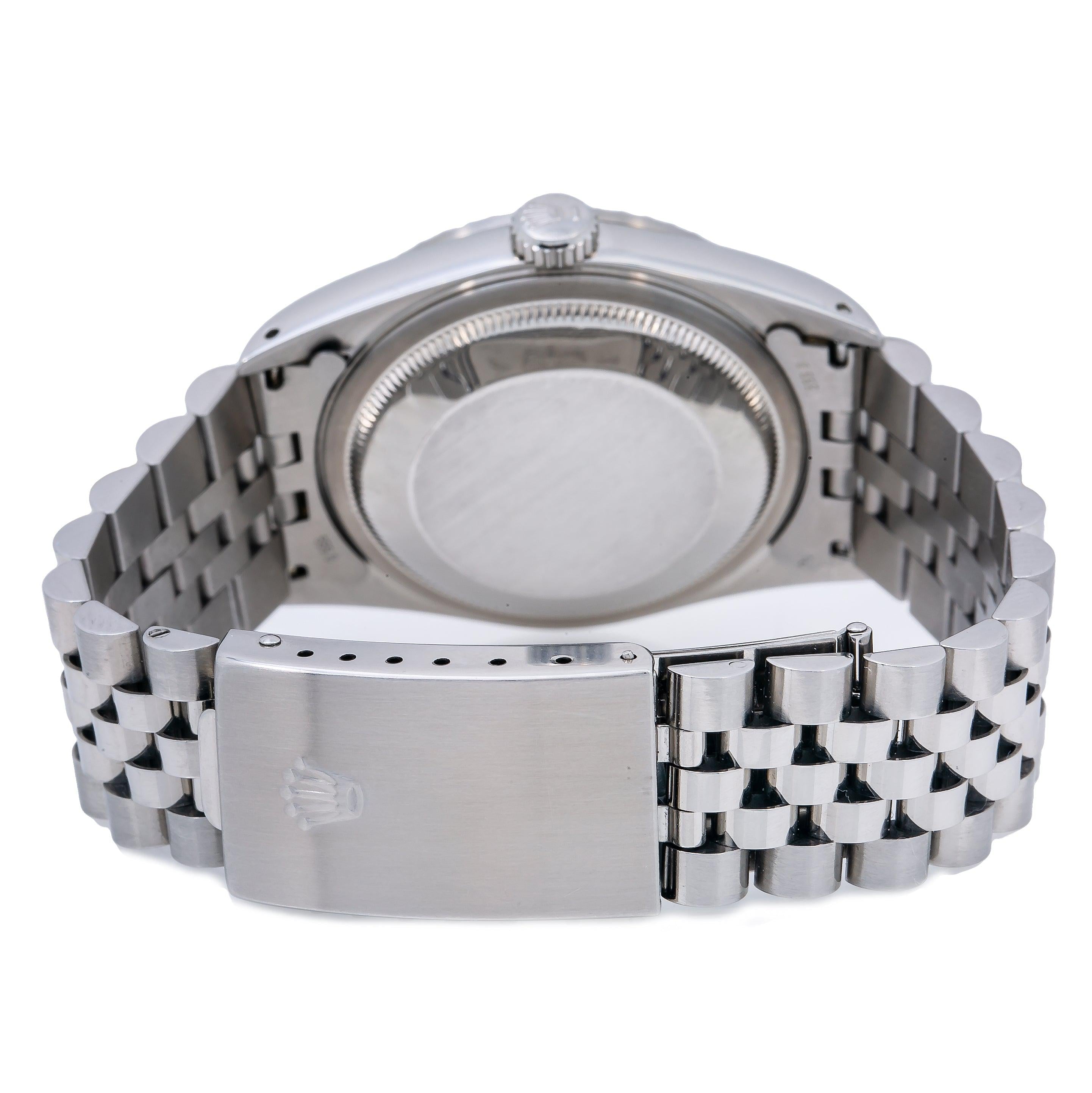 Rolex Datejust 36MM 16220 White Roman Dial Engine Turned Bezel Stainless Steel Jubilee Bracelet
