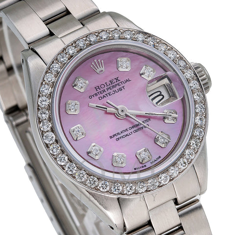 Rolex Datejust Diamond Watch, 67193 26mm, Pink Mother Of Pearl Dial With 1.3CT Diamonds