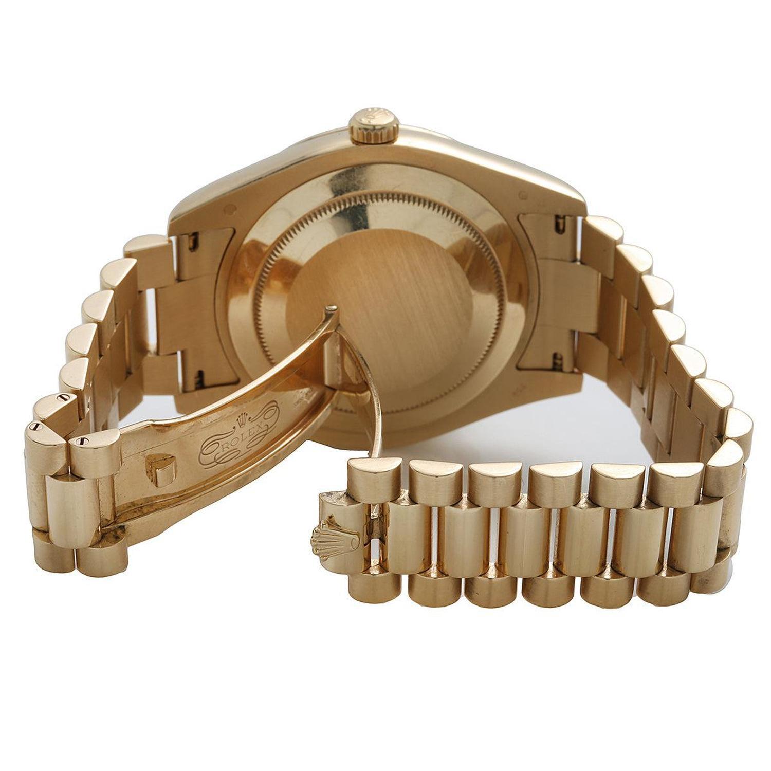 Rolex Day-Date II 41MM 218238 Champagne Diamond Dial Fluted Bezel 18K Yellow Gold President Bracelet