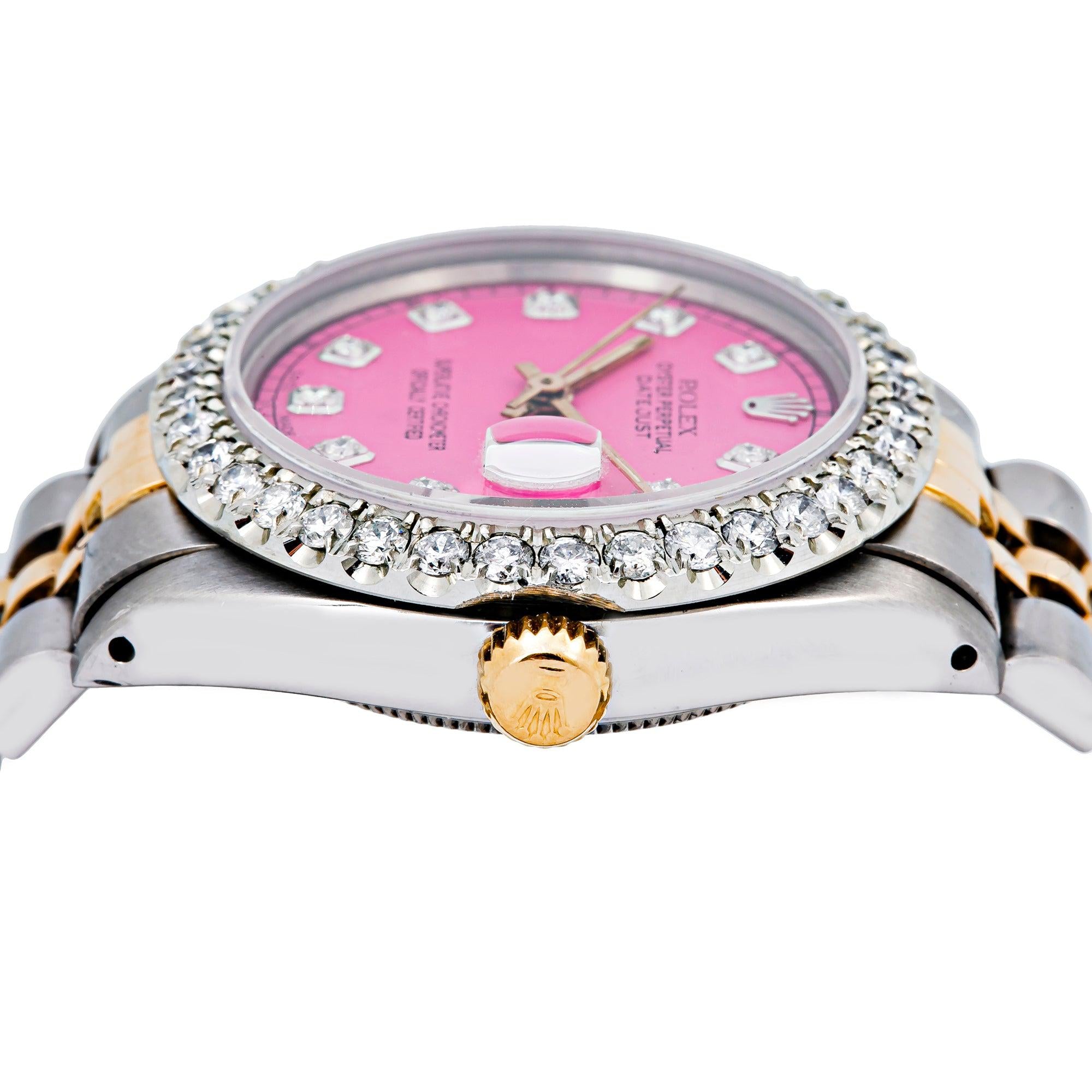 Rolex Datejust 31MM 68273 Pink Diamond Dial Diamond Bezel Two Tone Yellow Gold Jubilee Bracelet