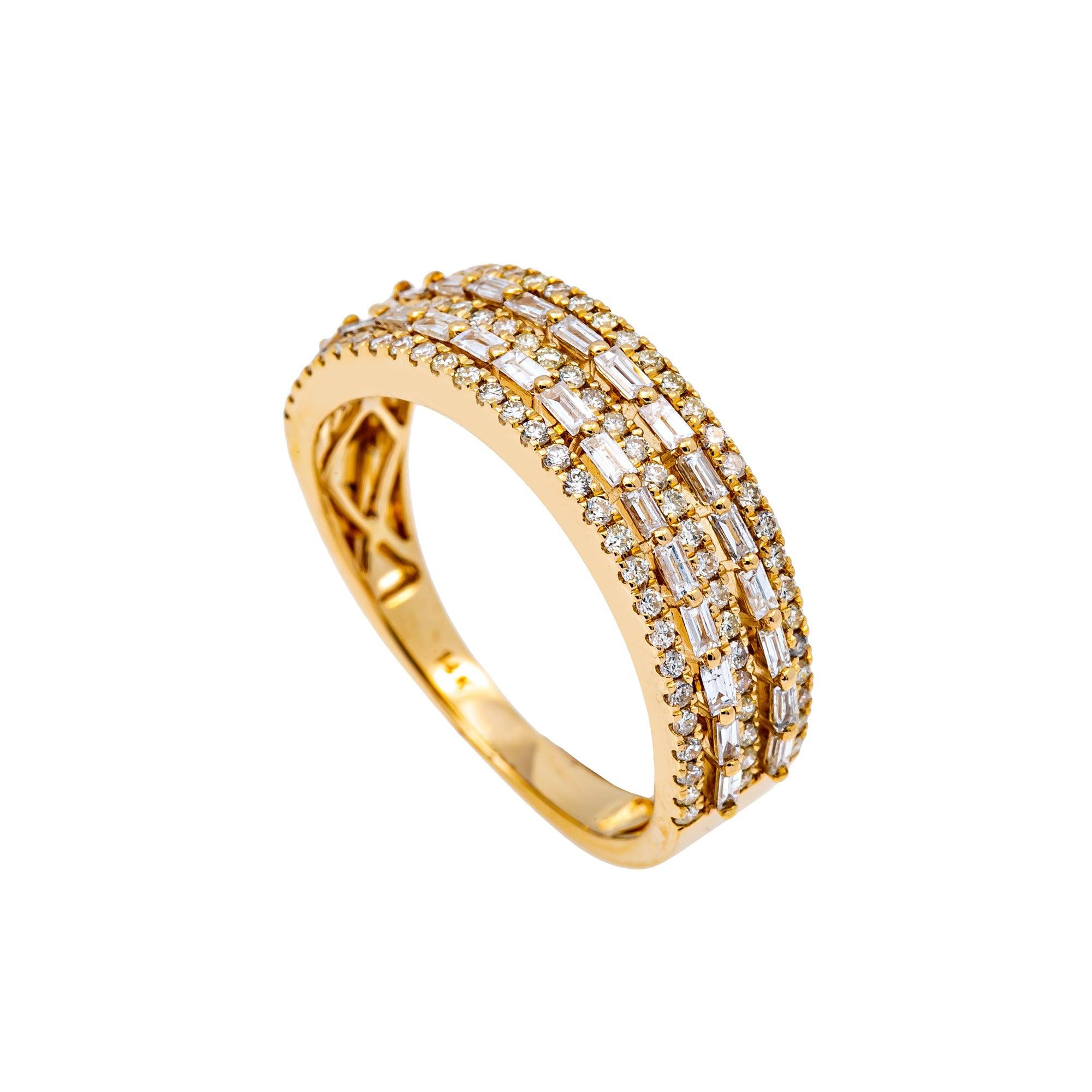 14K YELLOW GOLD MEN'S RING WITH 1.12 CT  DIAMONDS
