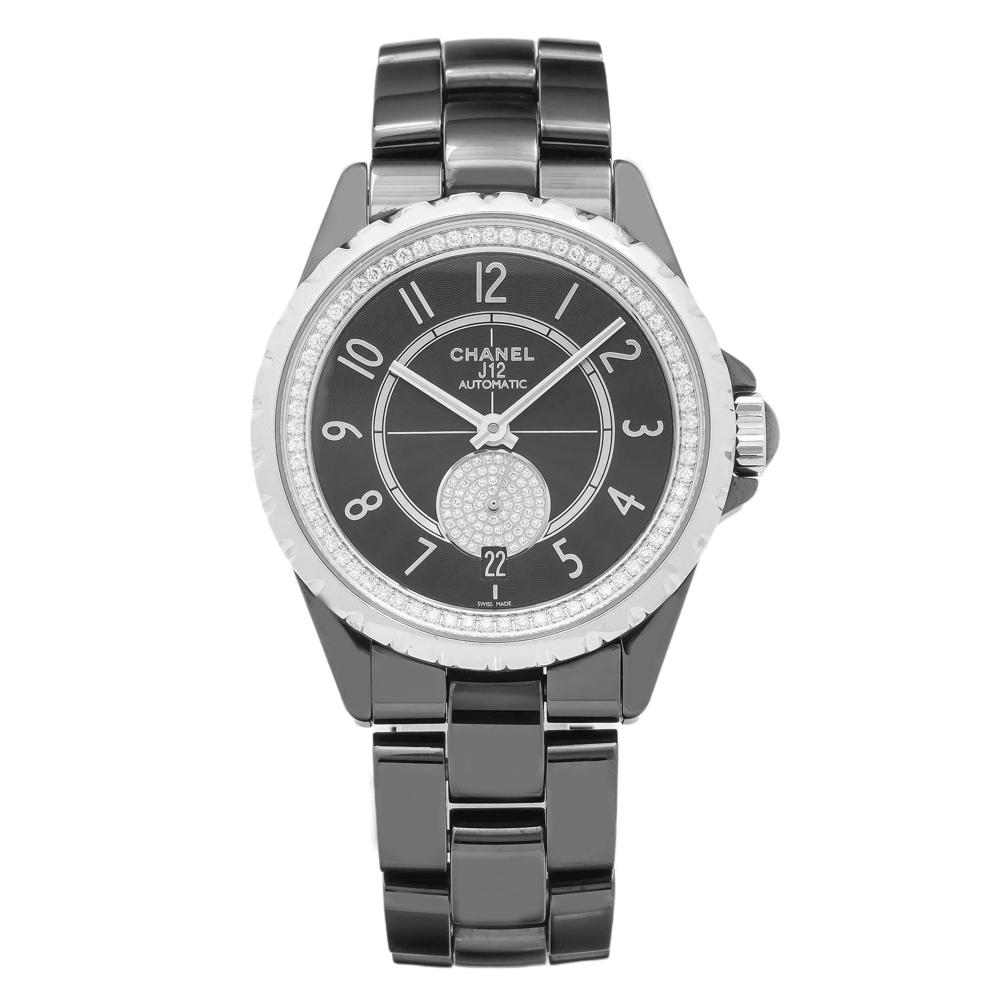 Chanel J12 33MM Black Dial Diamond Bezel With Black Ceramic
