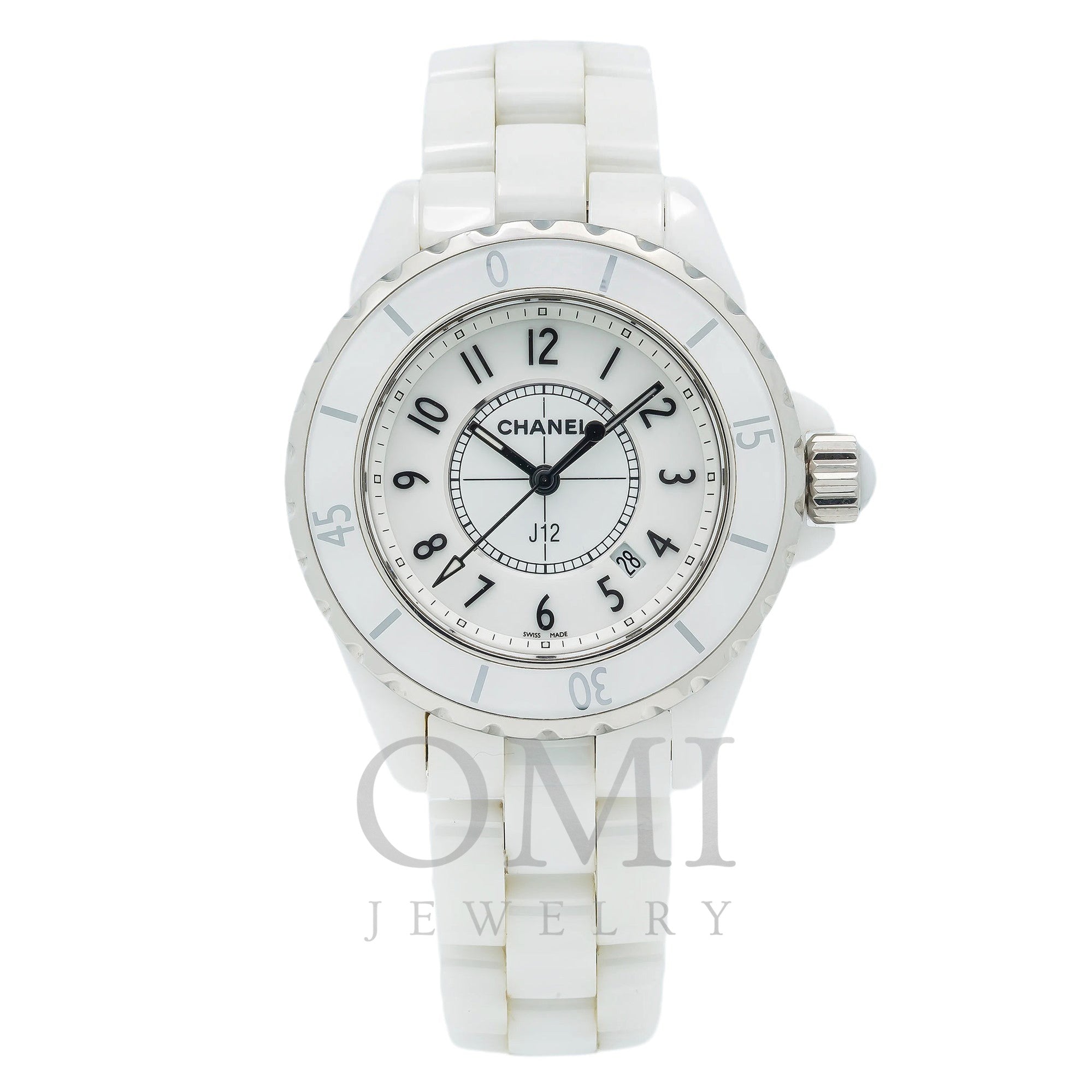 Chanel White J12 Ceramic And Diamonds 33mm Quartz Watch H1628 - Yoogi's  Closet