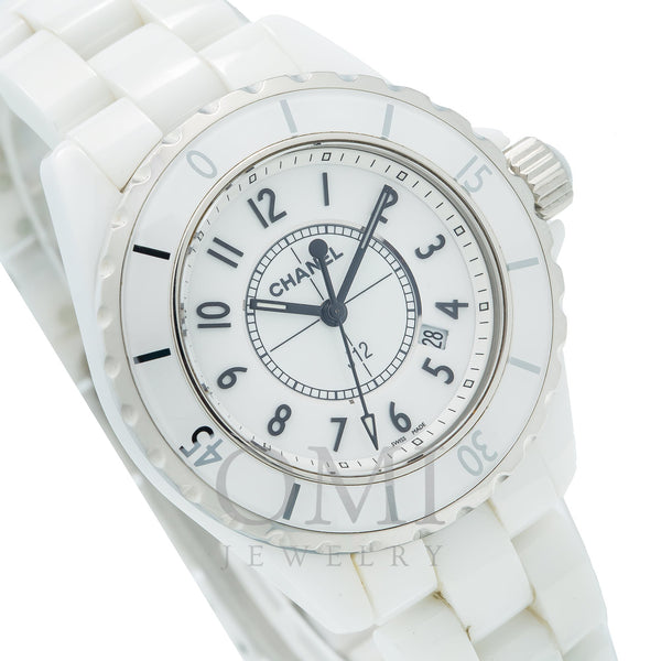 Chanel Watch Ladies J12 11P Diamond Date Quartz White Ceramic