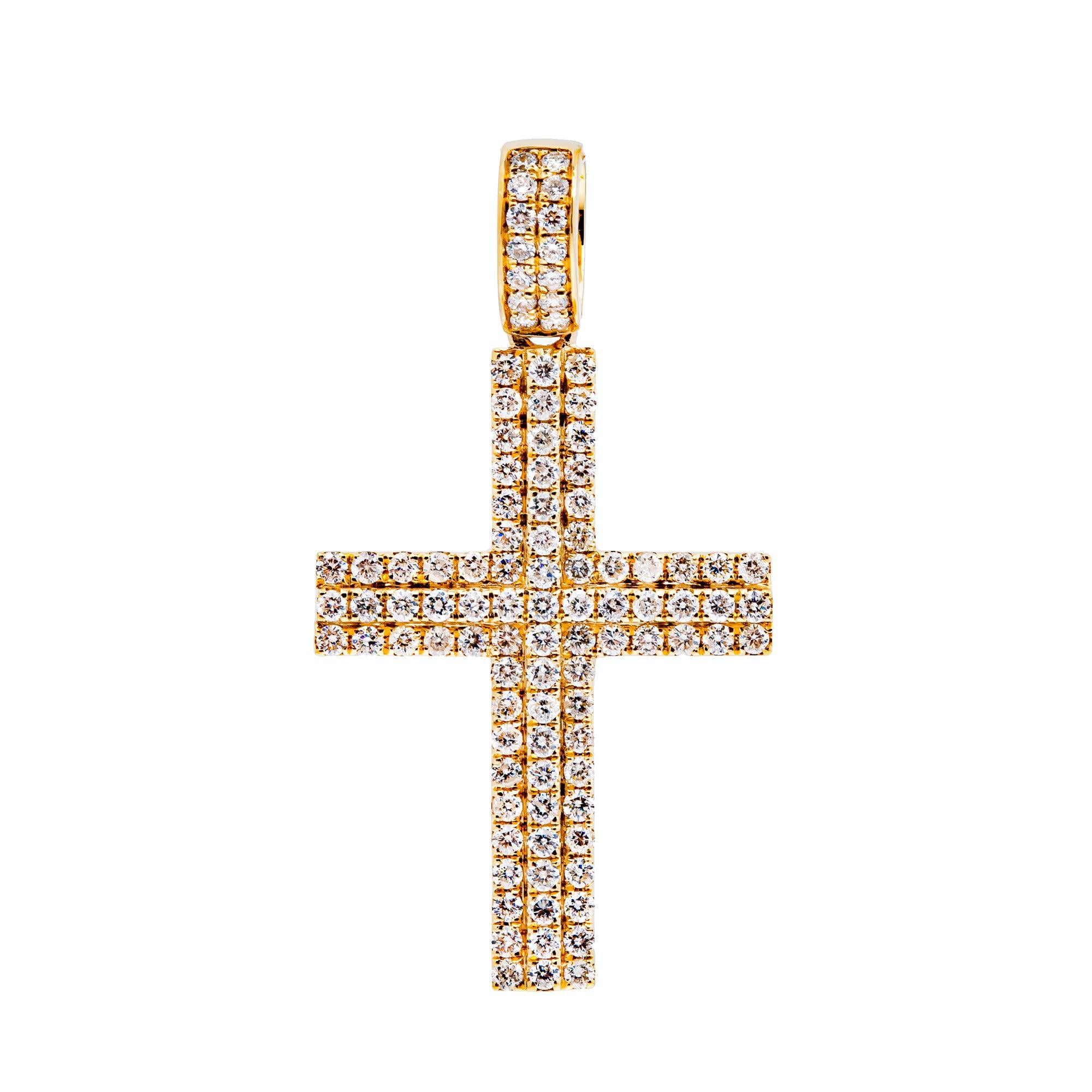 14K YELLOW GOLD UNISEX CROSS WITH 1.22 CT  DIAMONDS