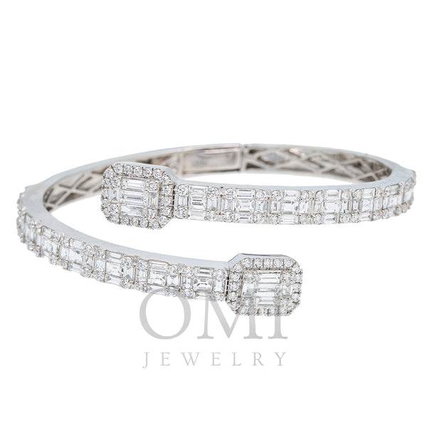 10K White Gold 24ct Prong set Baguette Diamond 10mm Cuban Bracelet – Shyne  Jewelers™