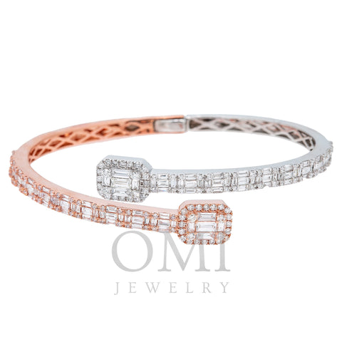14K Rose Gold Men's Bracelet with 5.47 CT Baguette Diamonds - OMI Jewelry