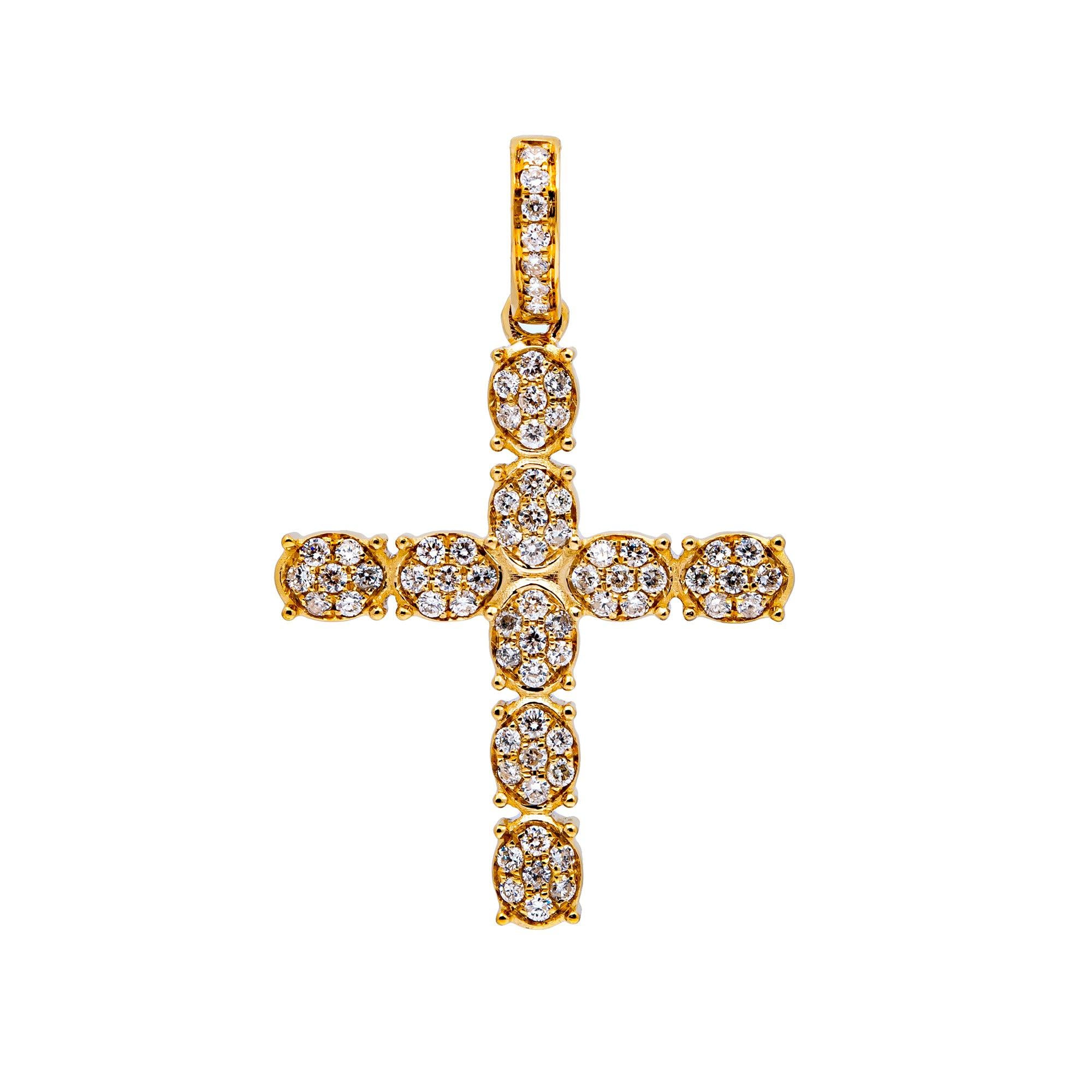 14K YELLOW GOLD UNISEX CROSS WITH 0.77 CT  DIAMONDS
