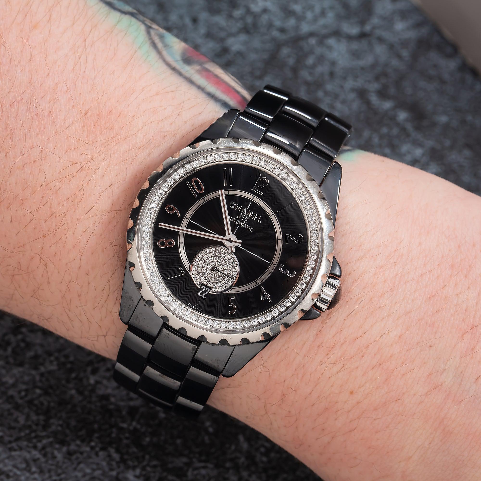 Chanel J12 33MM Black Dial Diamond Bezel With Black Ceramic Bracelet