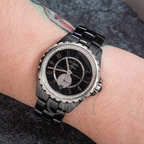 Chanel Watch Genuine J12 Diamonds Black Ceramic Ladies Watch H1625 Auction