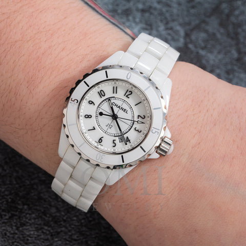 CHANEL, Accessories, Chanel J2 Diamond White Ceramic Watch H967