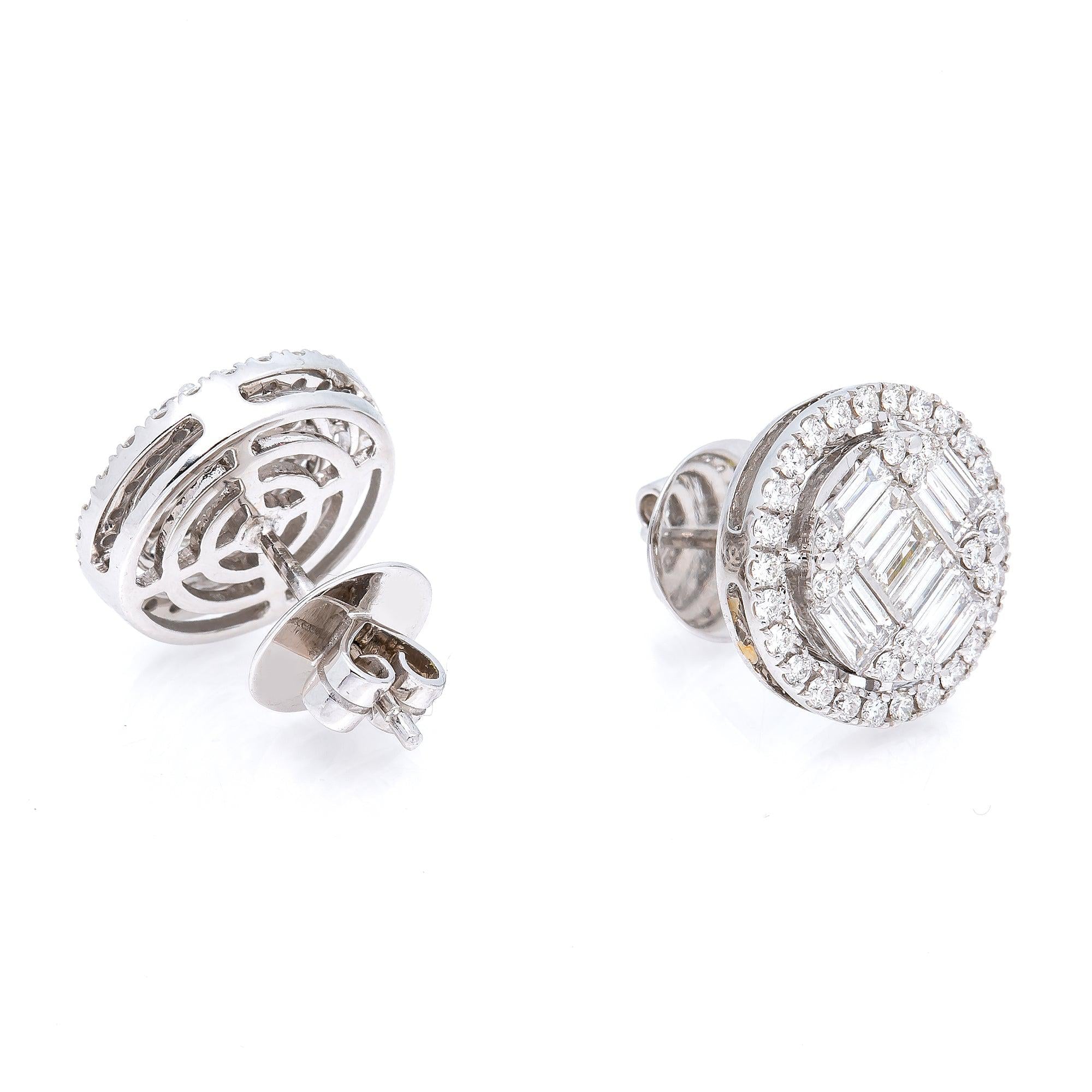 14K White Gold Baguette Diamond Earrings 2.40CT