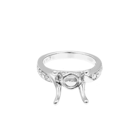 18K White Semi Mount Gold Round Diamond Ring