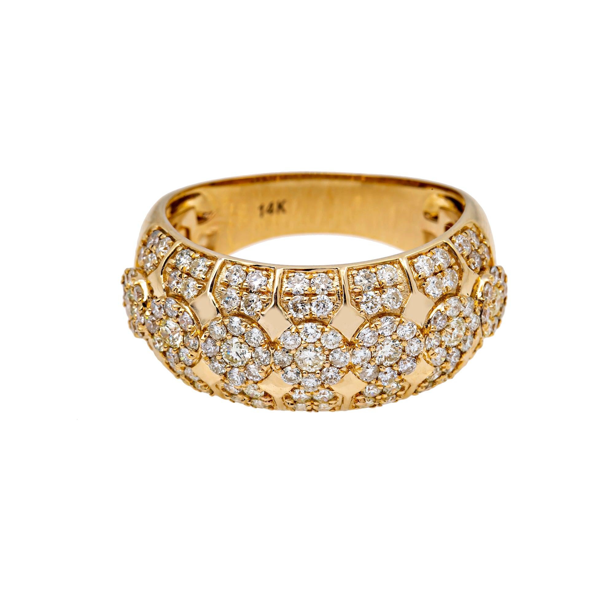 14K YELLOW GOLD MEN'S RING WITH 1.90 CT  DIAMONDS
