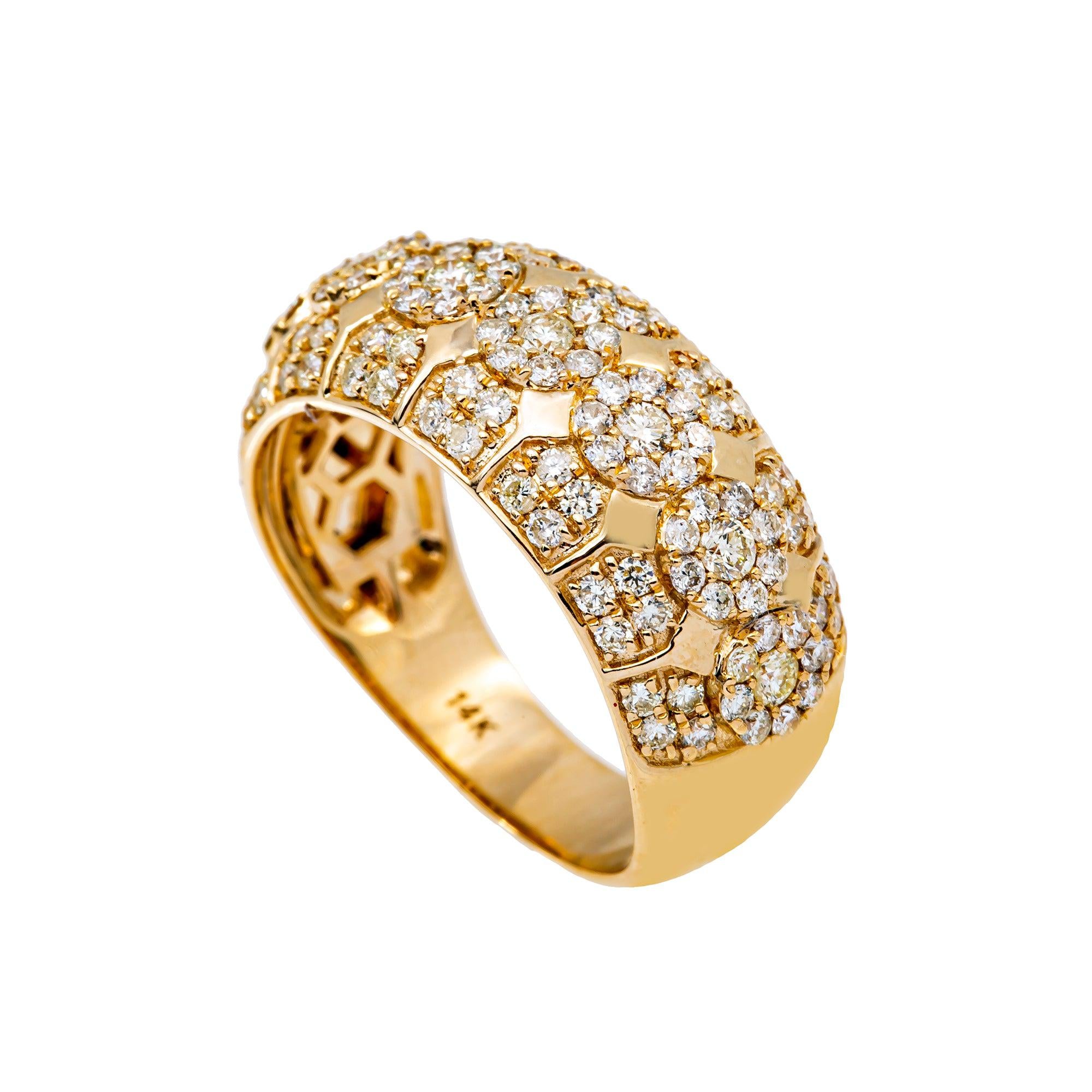 14K YELLOW GOLD MEN'S RING WITH 1.90 CT  DIAMONDS