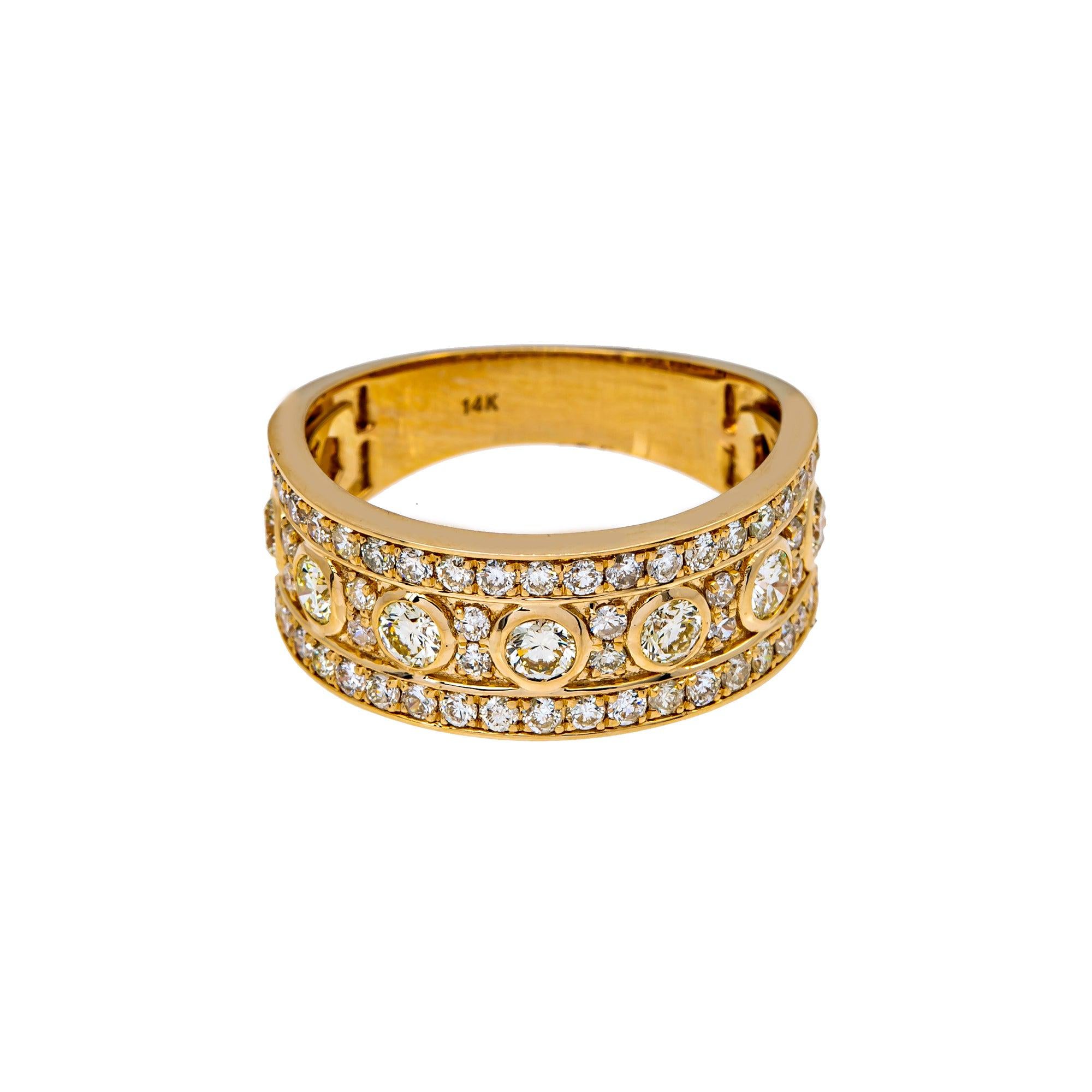 14K YELLOW GOLD MEN'S RING WITH 1.83 CT  DIAMONDS