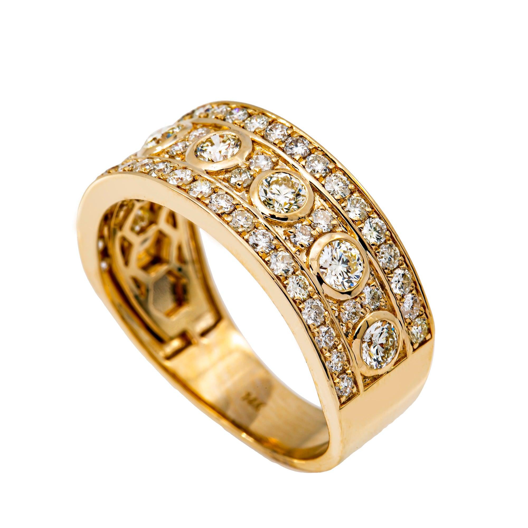 14K YELLOW GOLD MEN'S RING WITH 1.83 CT  DIAMONDS