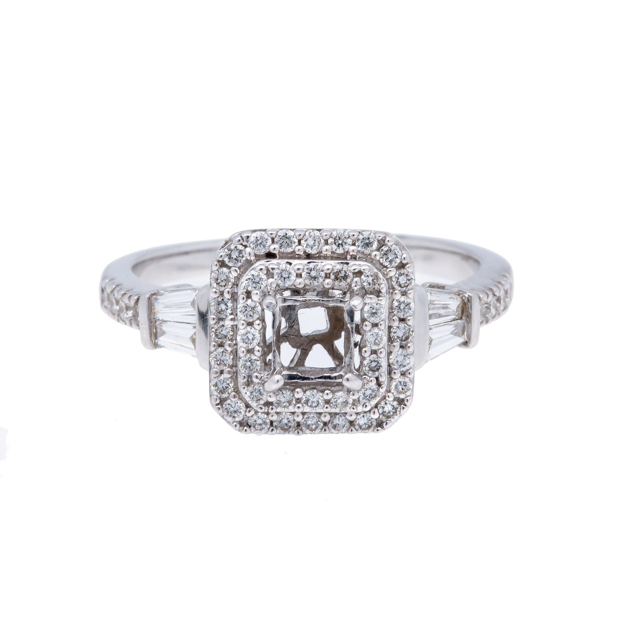 18K White Semi Mount Gold Round Diamond Ring
