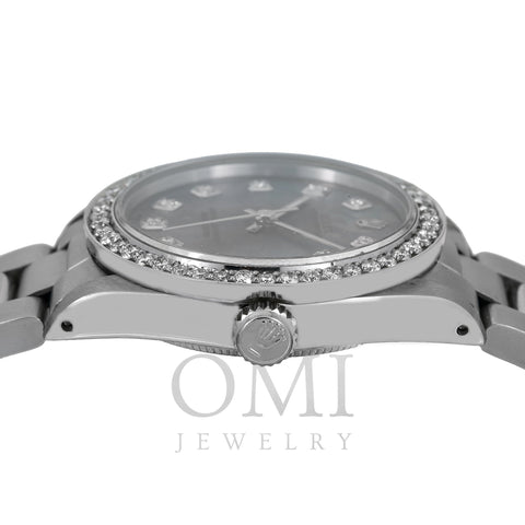 Rolex Oyster Perpetual 67513 31MM Blue Mother of Pearl Diamond Dial With 1.05 CT Diamonds