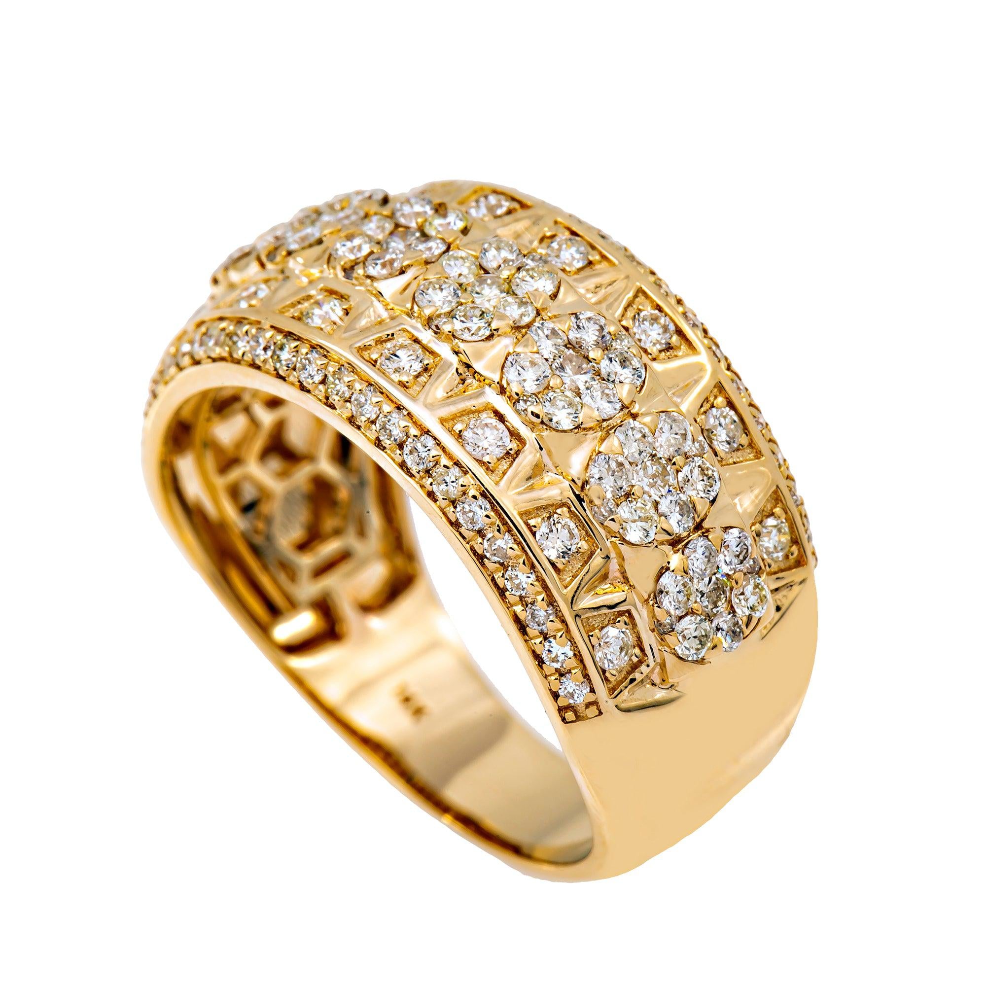 14K YELLOW GOLD MEN'S RING WITH 1.83 CT  DIAMONDS