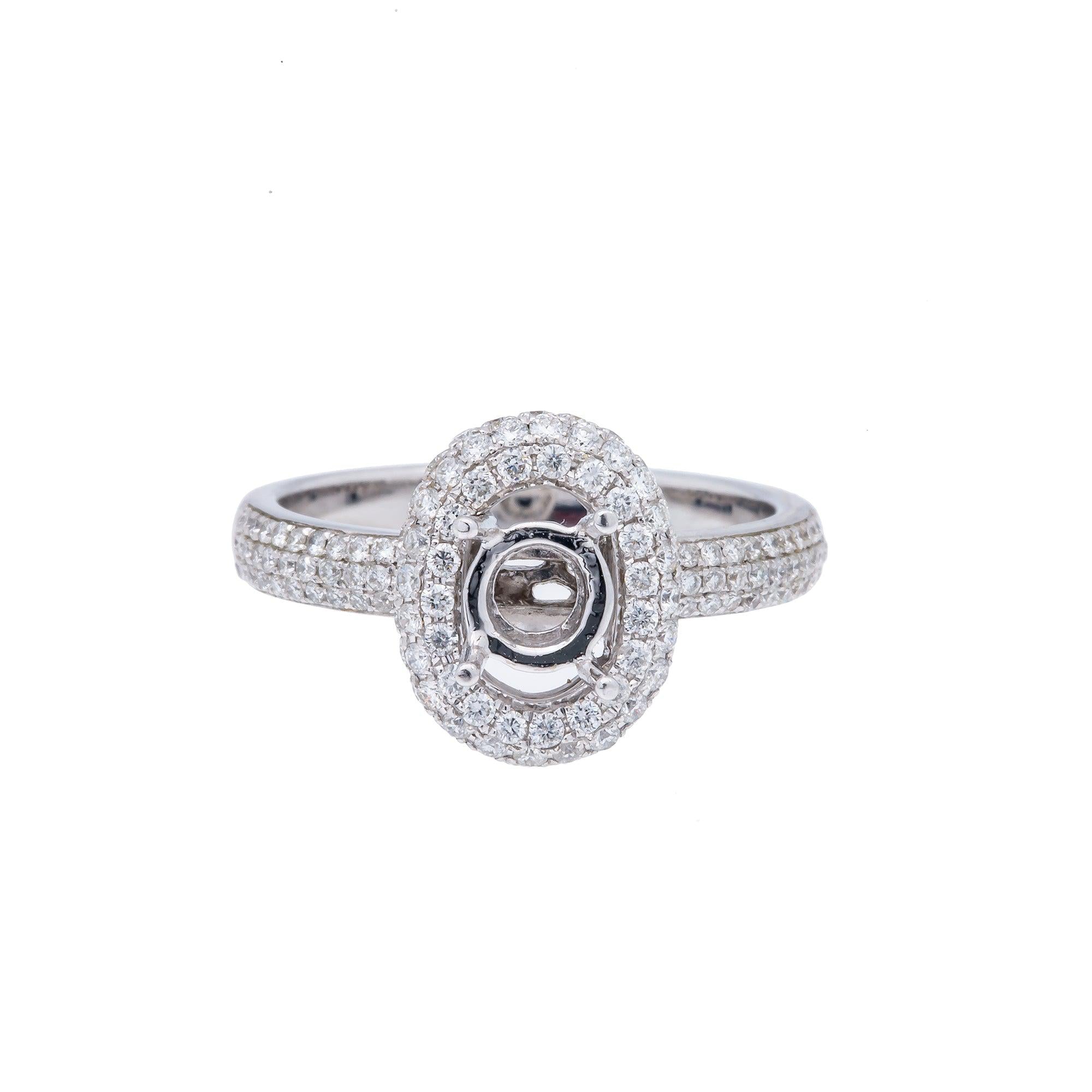 14K White Semi Mount Gold Round Diamond Ring
