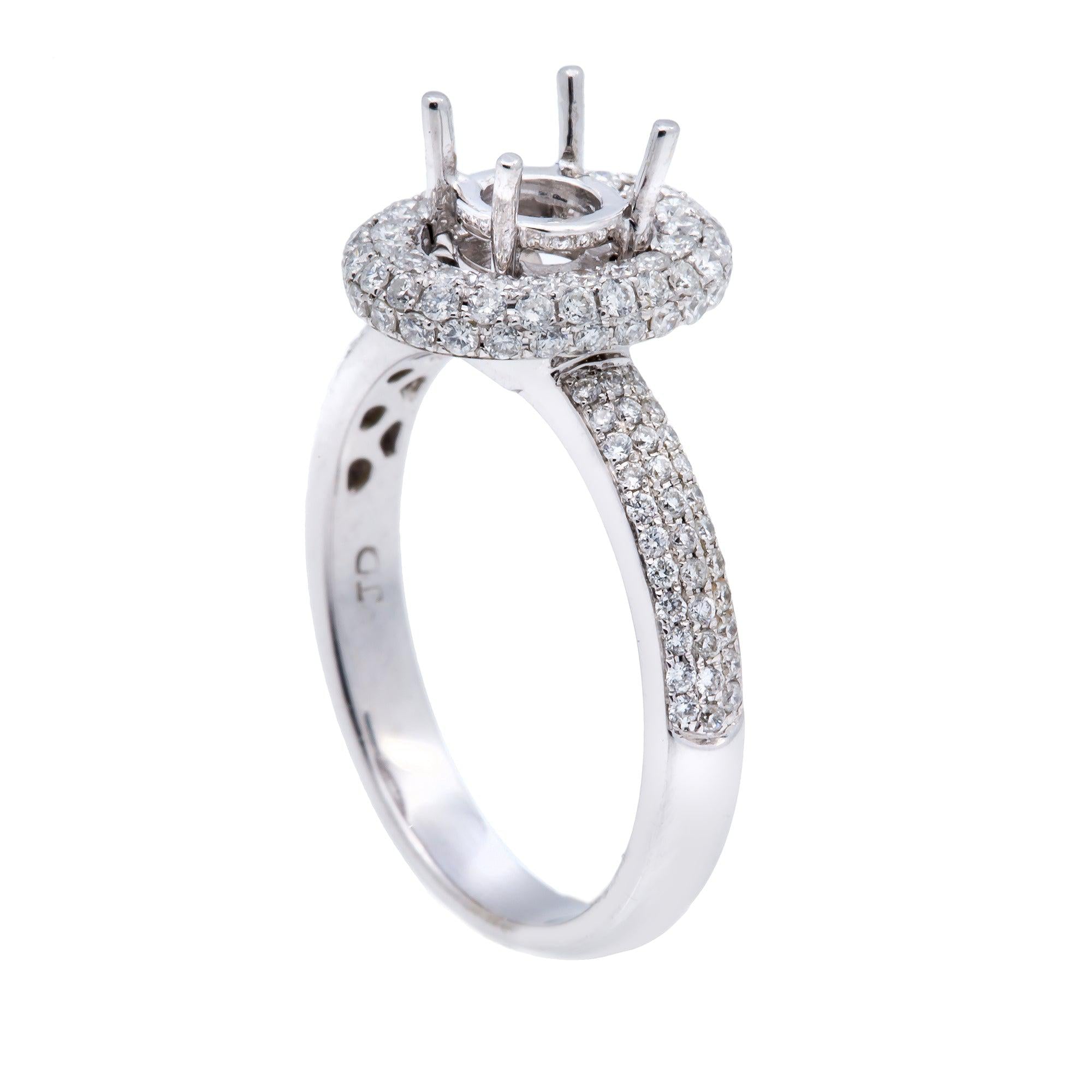 14K White Semi Mount Gold Round Diamond Ring