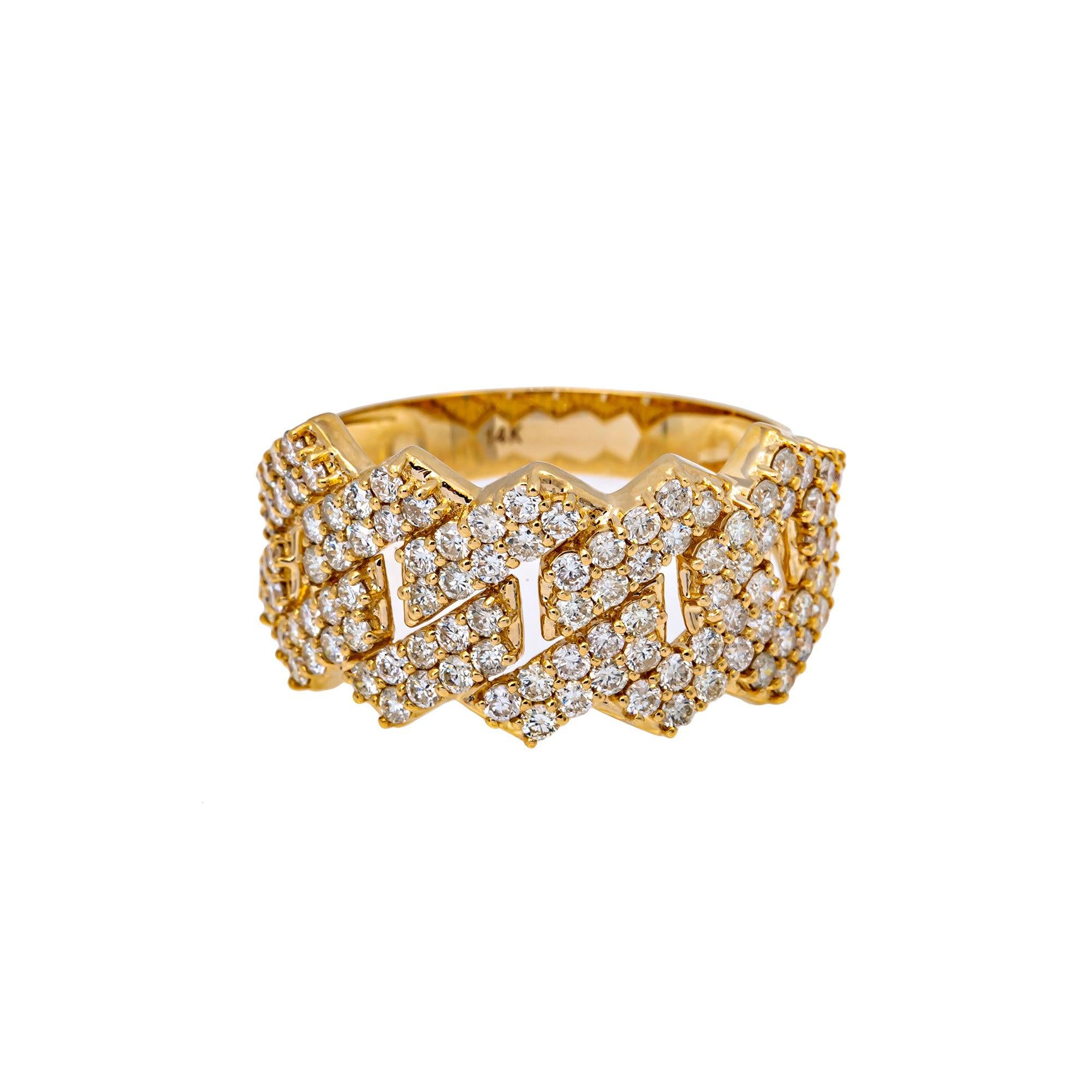 14K YELLOW GOLD MEN'S RING WITH 2.15 CT  DIAMONDS