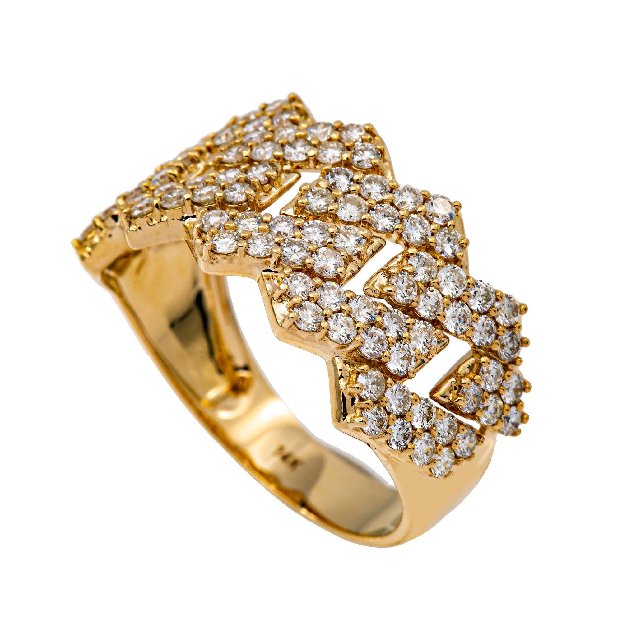14K YELLOW GOLD MEN'S RING WITH 2.15 CT  DIAMONDS