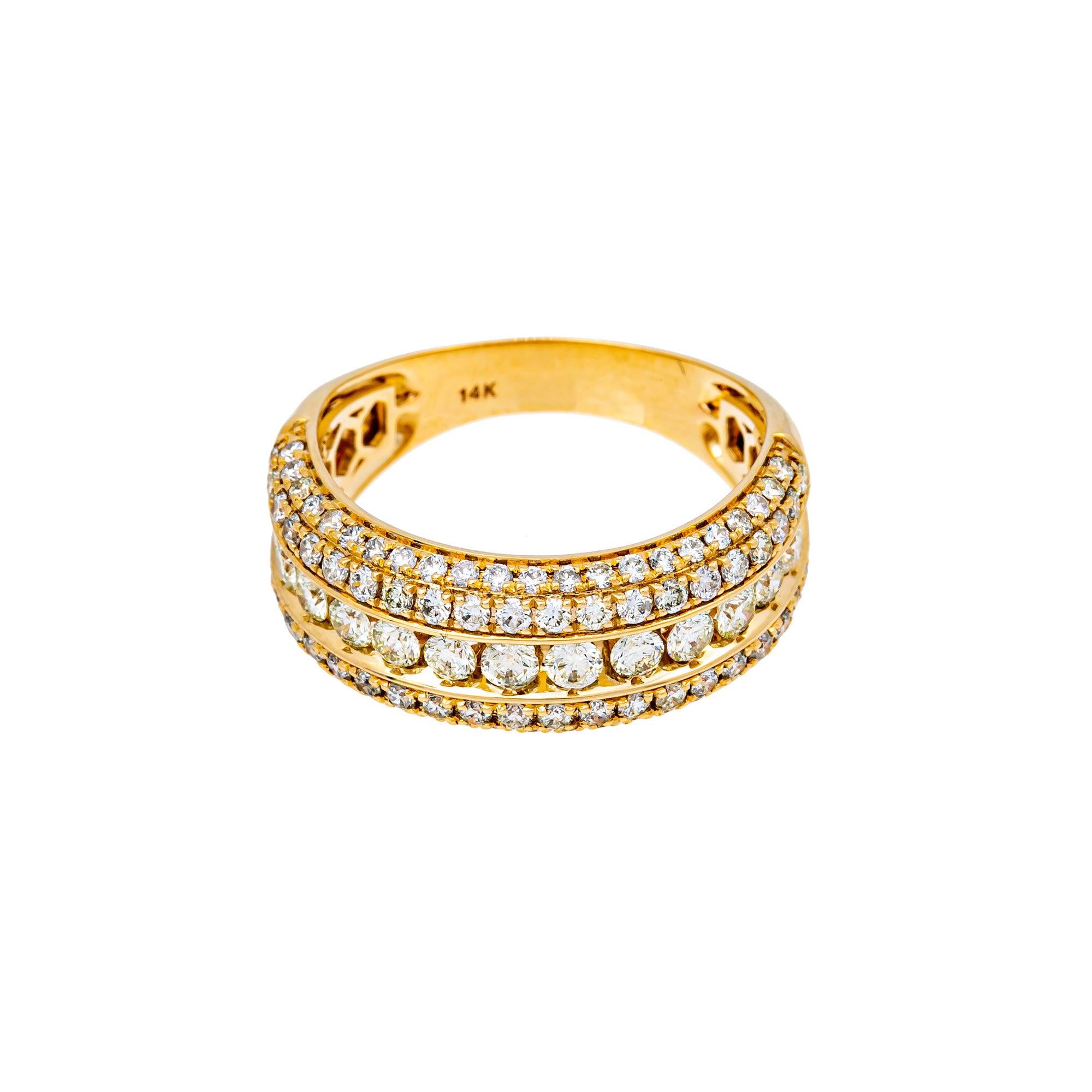 14K YELLOW GOLD MEN'S RING WITH 2.20 CT  DIAMONDS