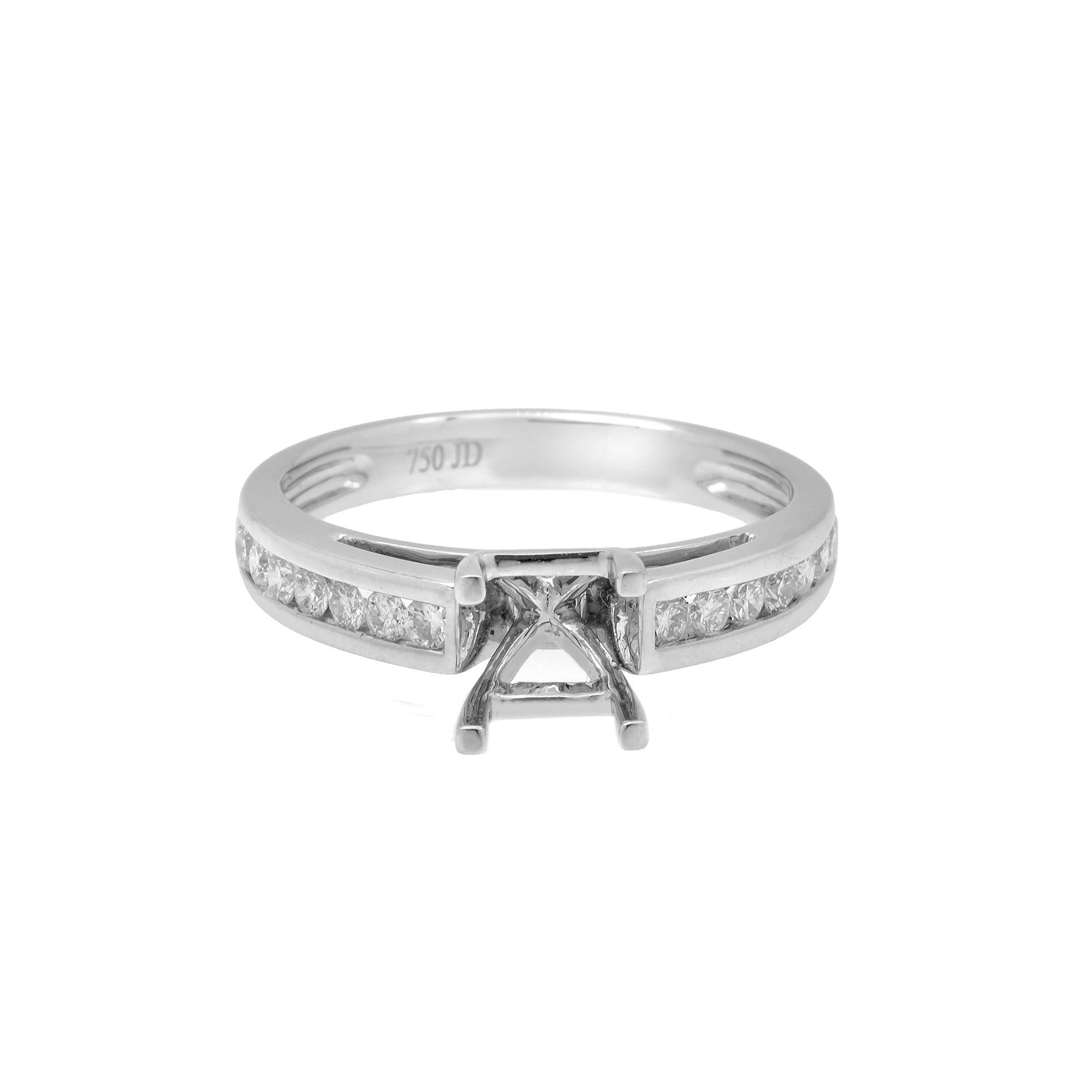 14K White Semi Mount Gold Round Diamond Ring