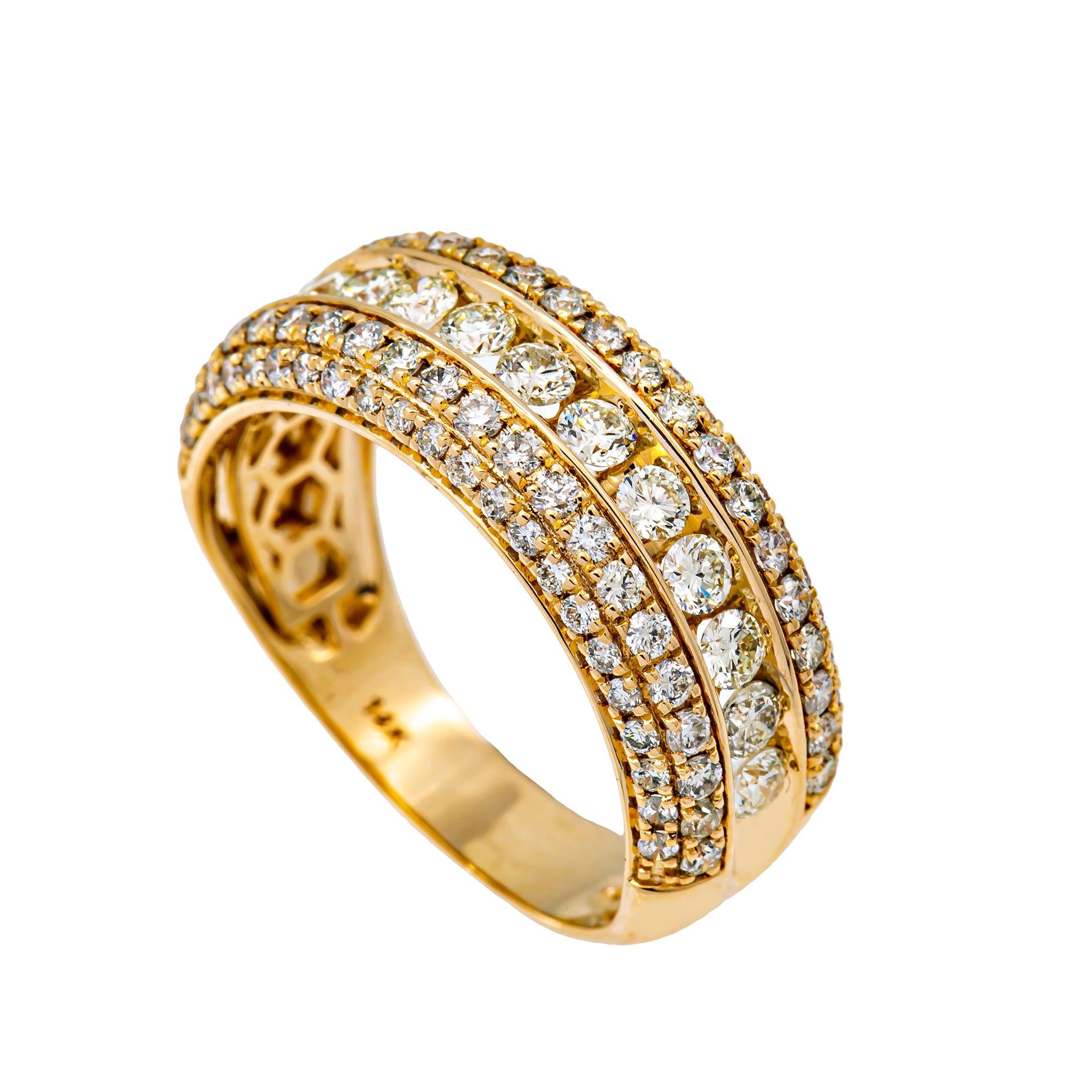 14K YELLOW GOLD MEN'S RING WITH 2.20 CT  DIAMONDS