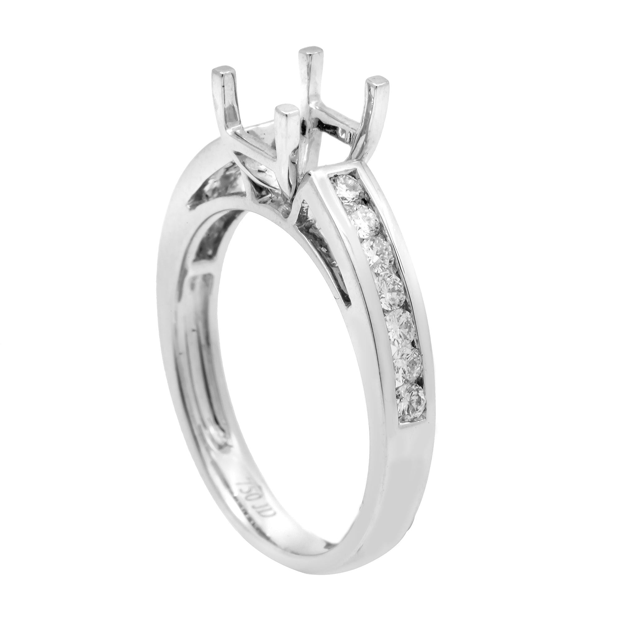 14K White Semi Mount Gold Round Diamond Ring