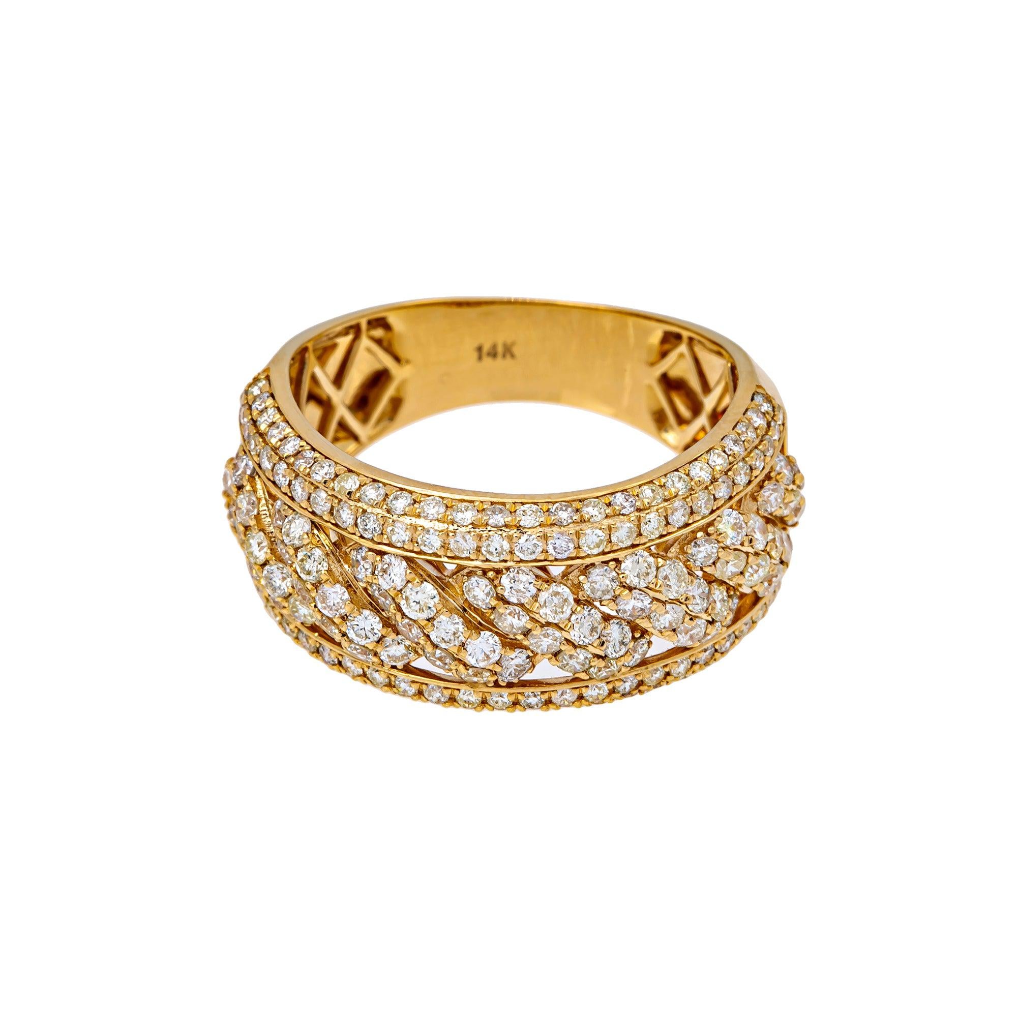 14K YELLOW GOLD MEN'S RING WITH 2.02 CT  DIAMONDS