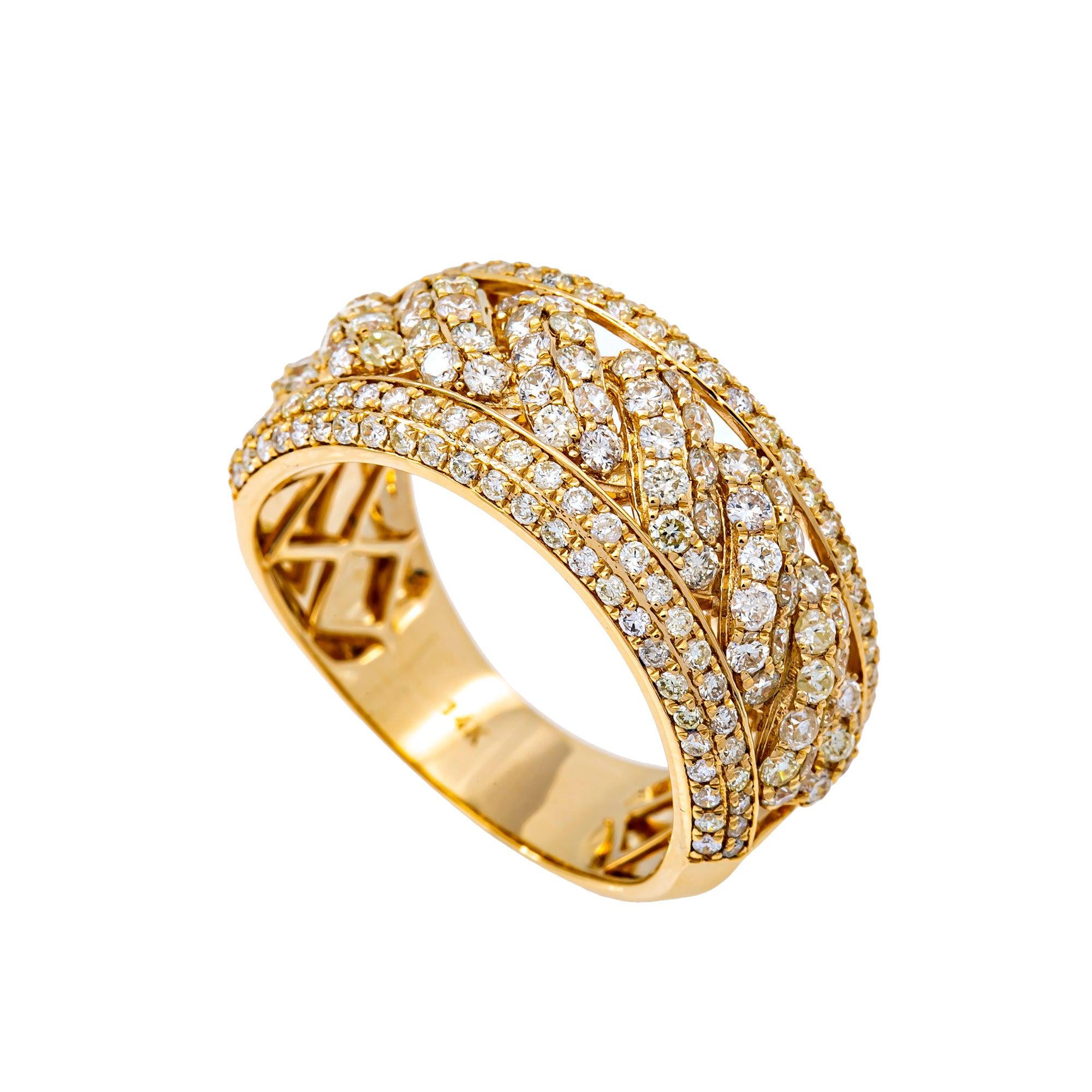 14K YELLOW GOLD MEN'S RING WITH 2.02 CT  DIAMONDS