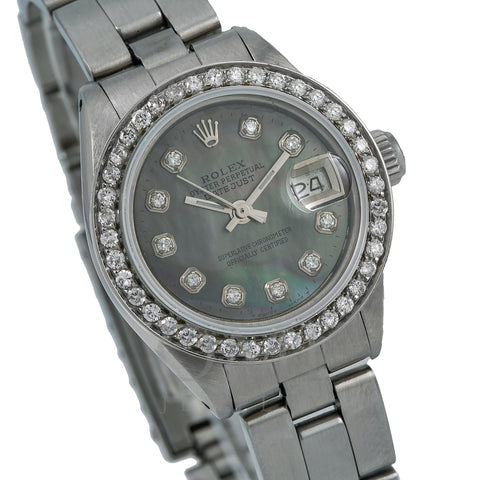 Rolex Oyster Perpetual Diamond Watch, DateJust 6916 26mm, Gray Diamond Dial With 0.90 CT Diamonds
