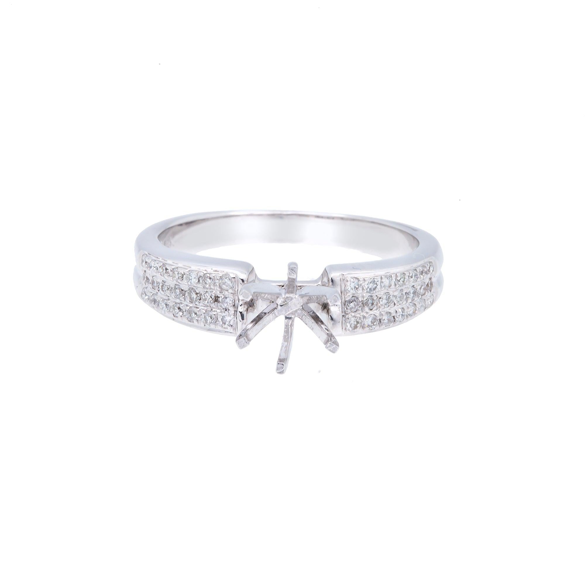 14K White Semi Mount Gold Round Diamond Ring