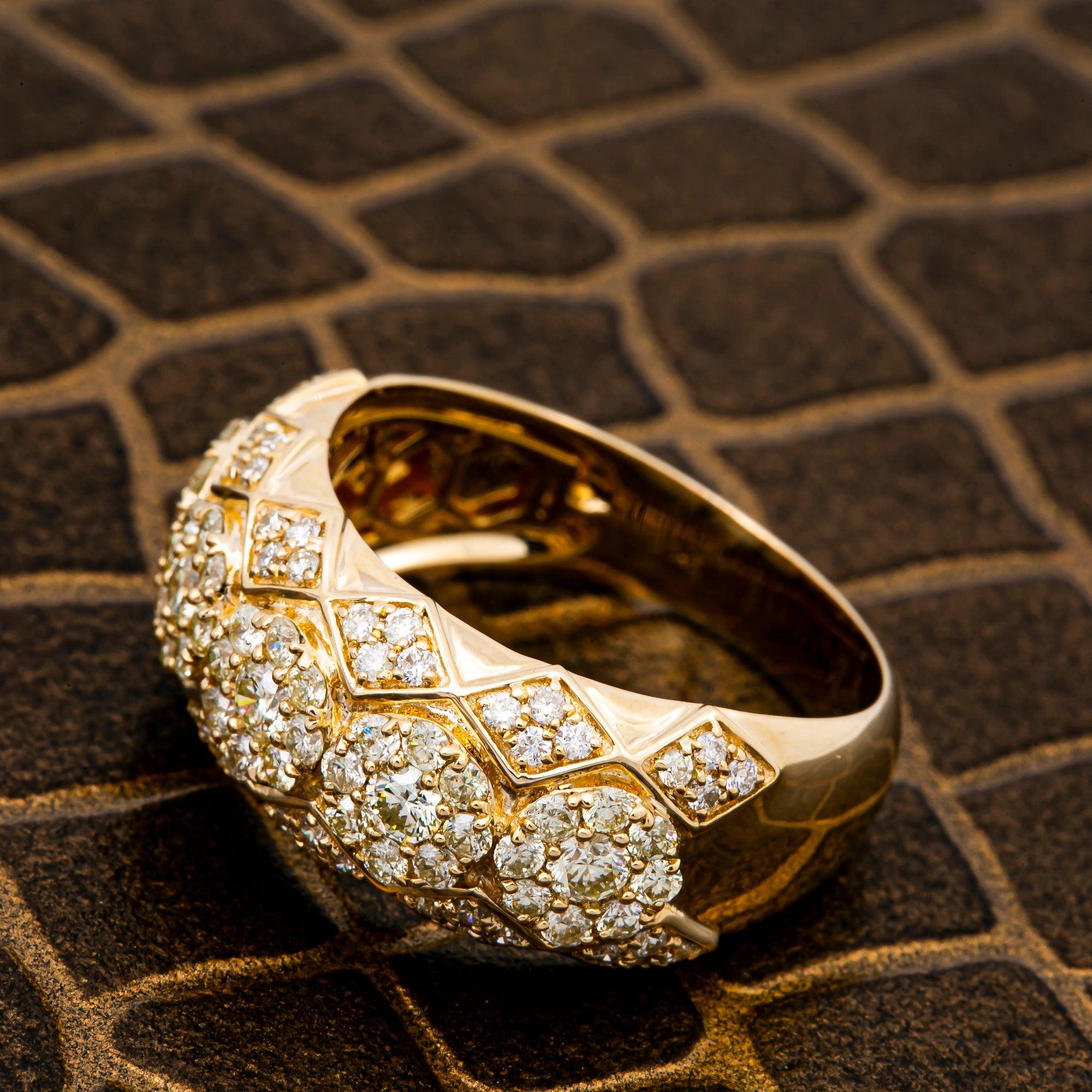 14K YELLOW GOLD MEN'S RING WITH 1.75 CT  DIAMONDS