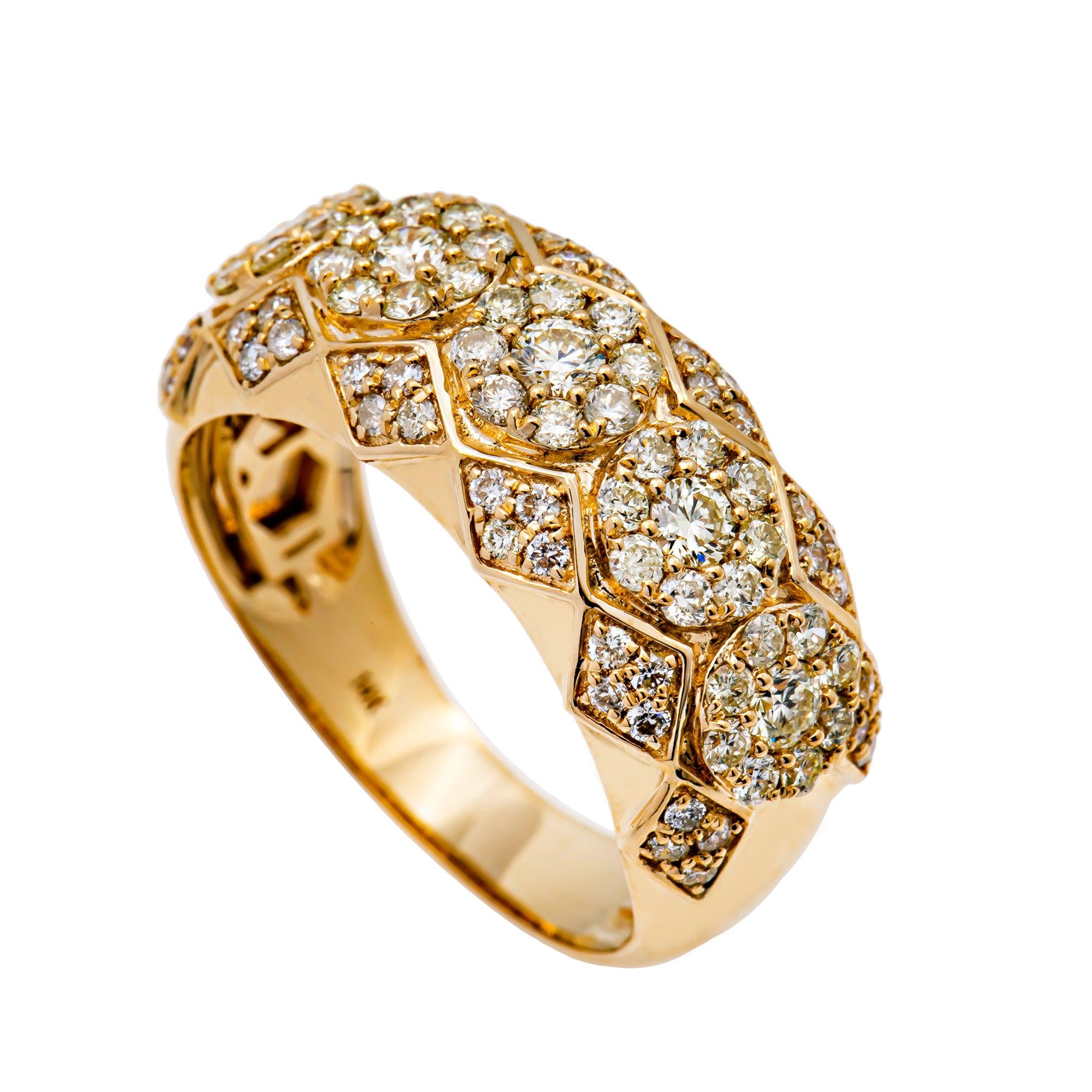 14K YELLOW GOLD MEN'S RING WITH 1.75 CT  DIAMONDS