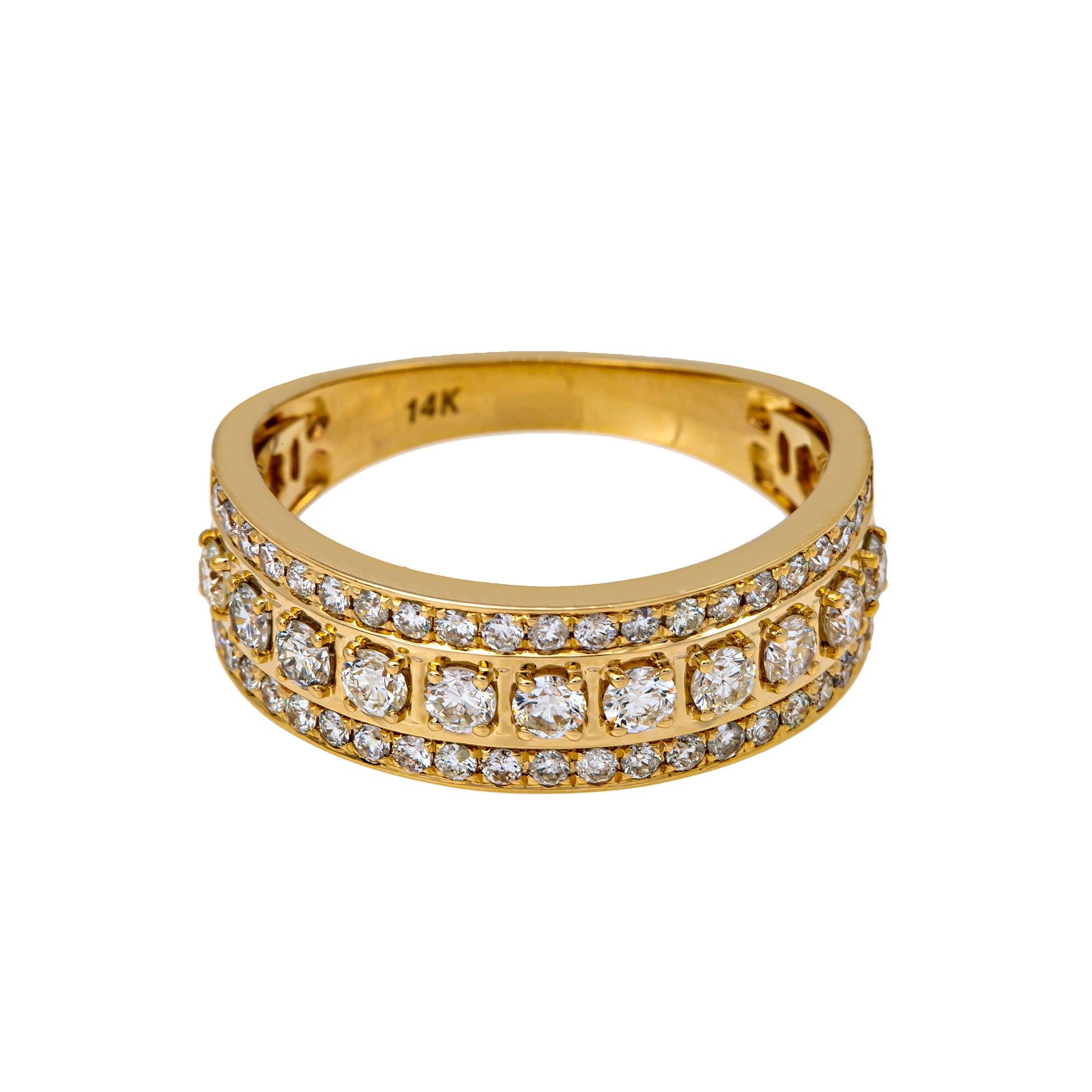 14K YELLOW GOLD MEN'S RING WITH 1.43 CT  DIAMONDS