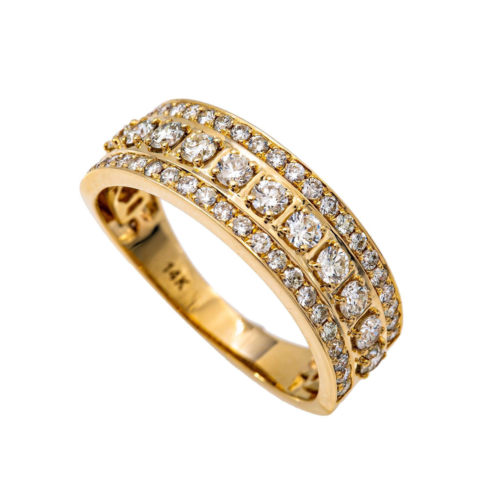 14K YELLOW GOLD MEN'S RING WITH 1.43 CT  DIAMONDS
