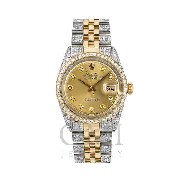 Two Tone Rolex Datejust Diamond Watch, 36mm, Champagne Diamond Dial With Two Tone Bracelet