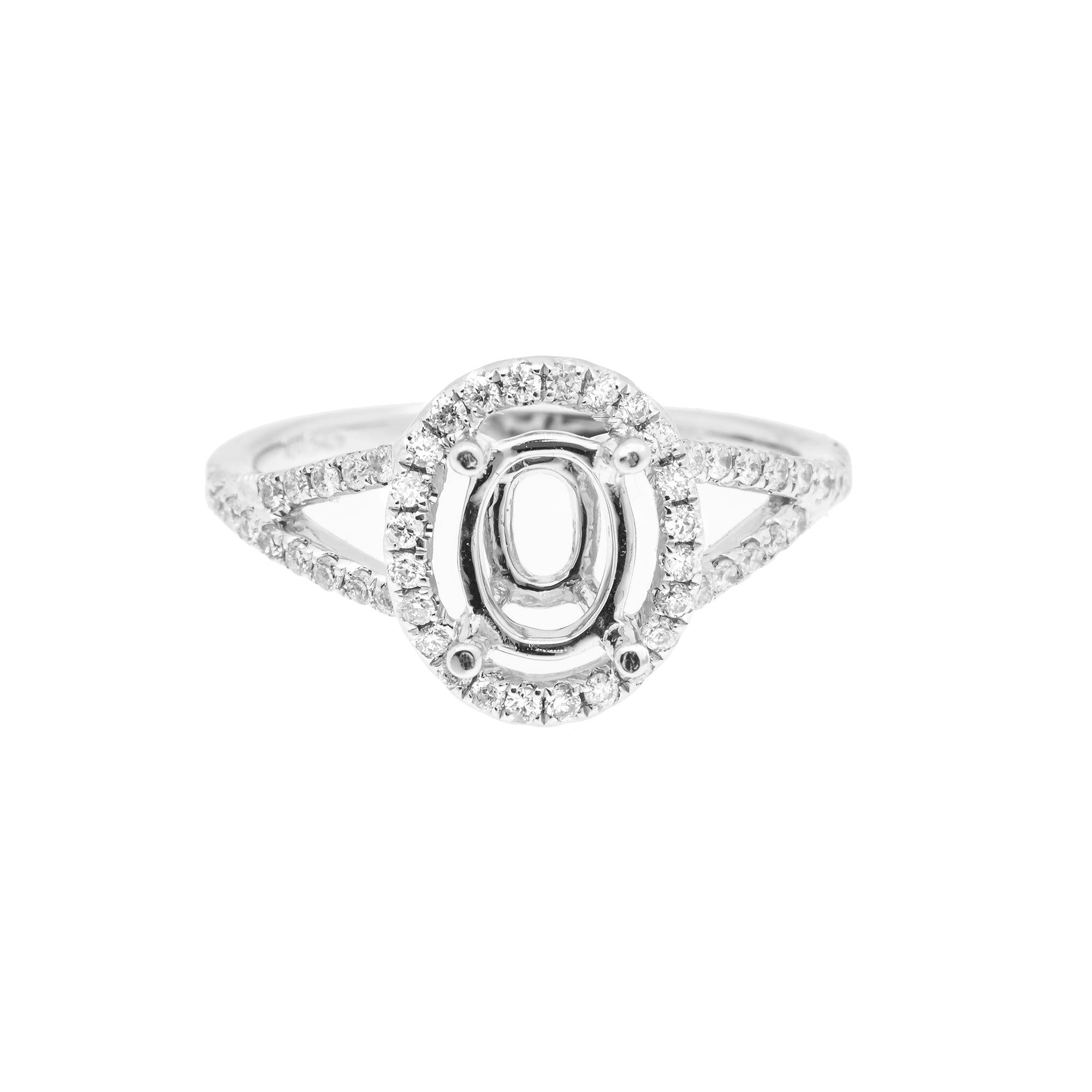 18K White Semi Mount Gold Round Diamond Ring