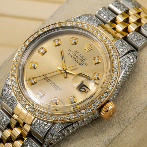 Two Tone Rolex Datejust Diamond Watch, 36mm, Champagne Diamond Dial With Two Tone Bracelet