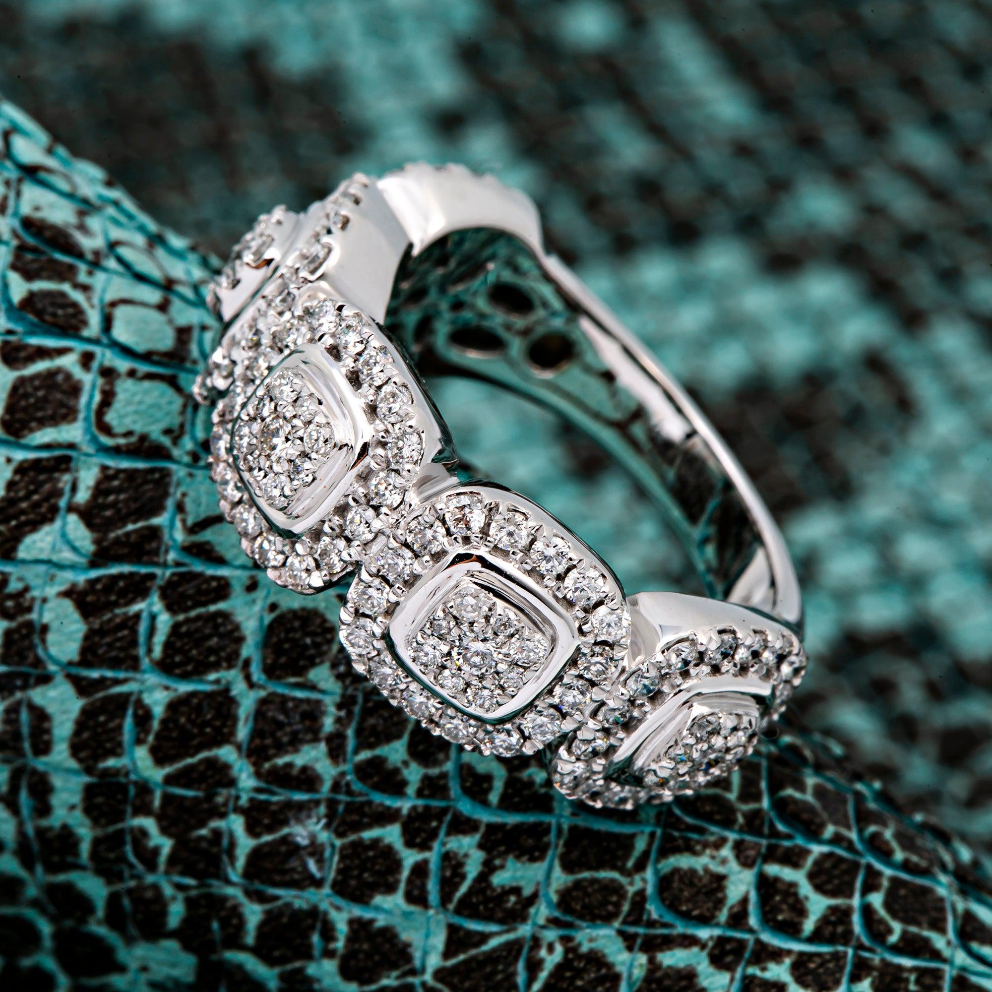 14K WHITE GOLD MEN'S RING WITH 1.96 CT  DIAMONDS